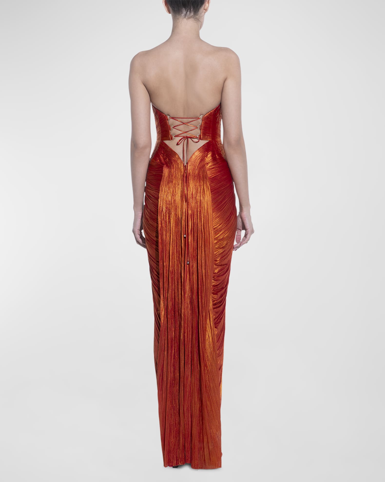 セール 登場から人気沸騰 Maria Lucia Hohan Noor Strapless Pleated Plisse Silk Gown ワンピース