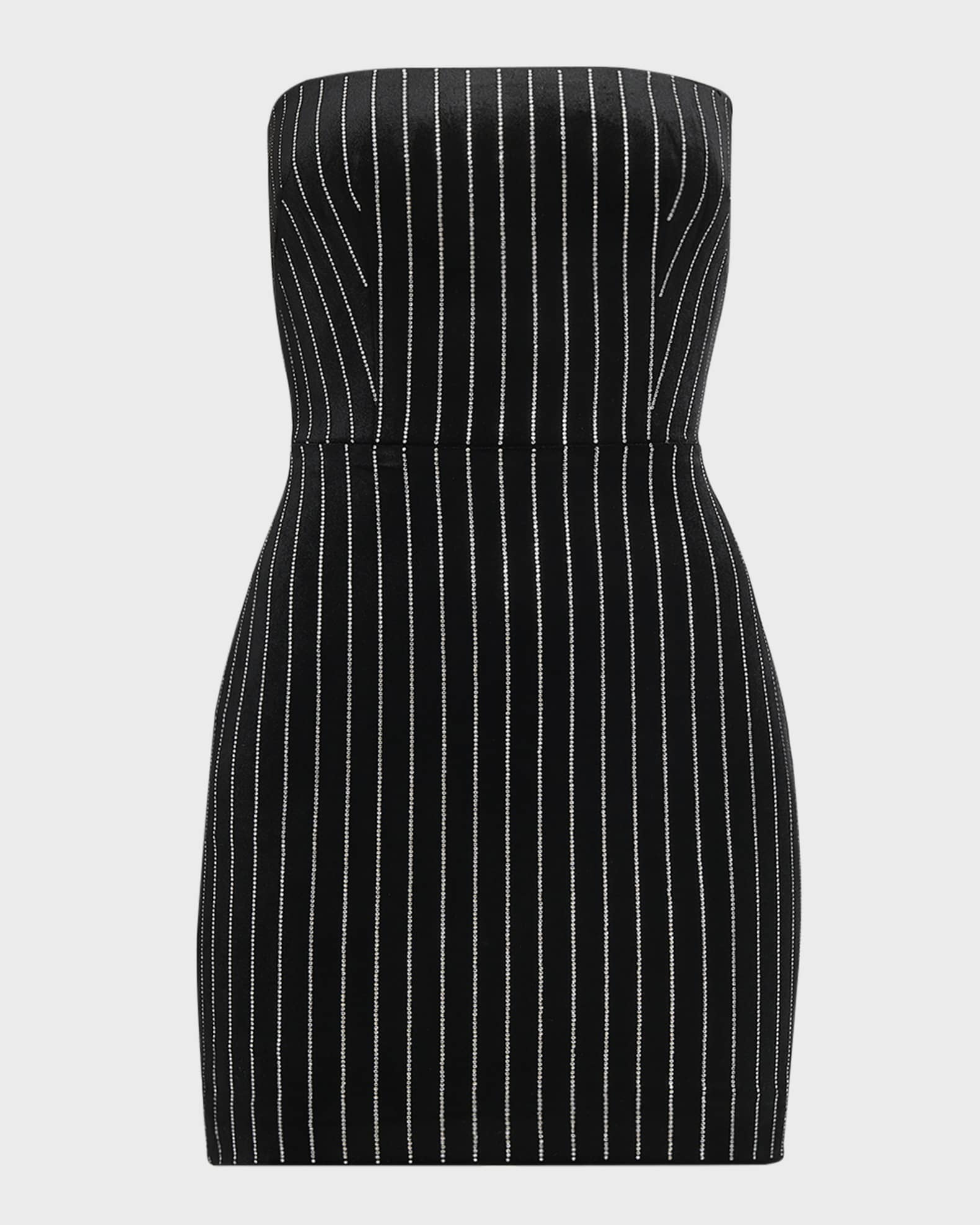 Strapless Crystal Velvet Mini Dress 0