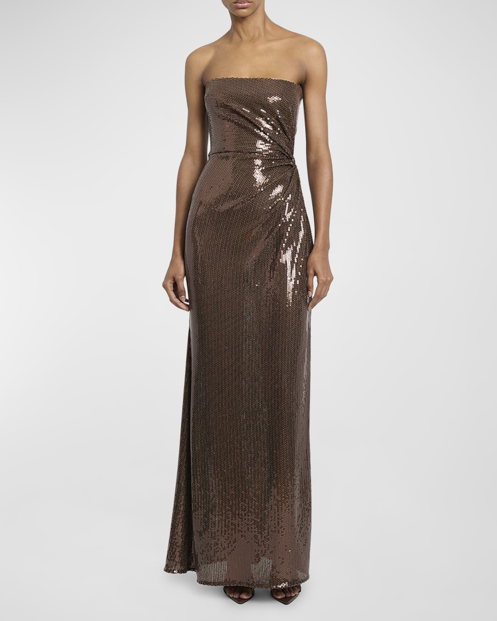 Strapless Sequin Twist Gown 1