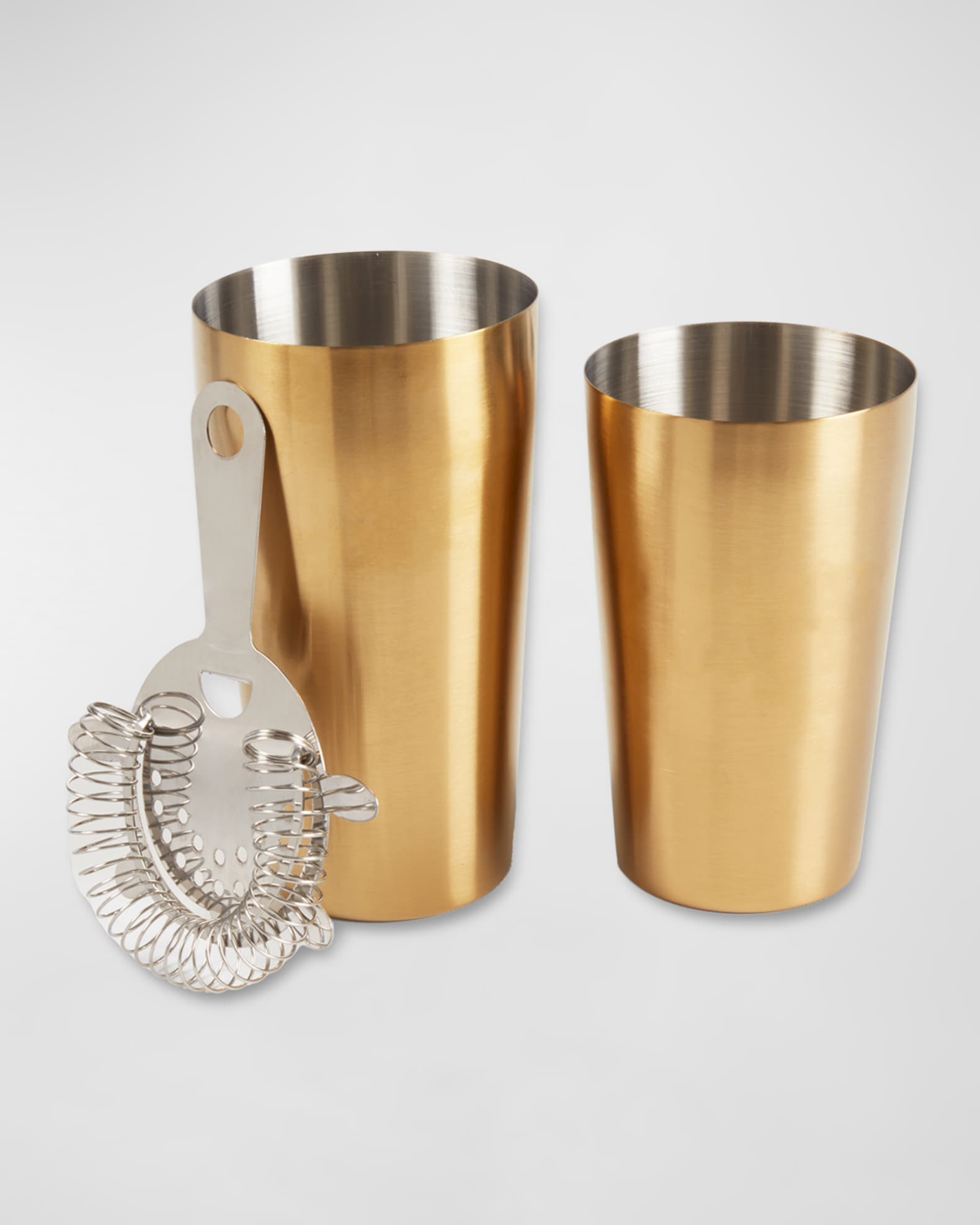 Boston Brushed Gold-Tone Cocktail Shaker With Strainer 1