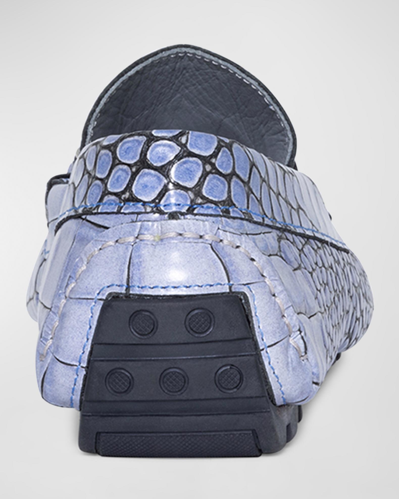 Donald Pliner Men's Dacio Metal Bit Croc-Effect Leather Drivers ...
