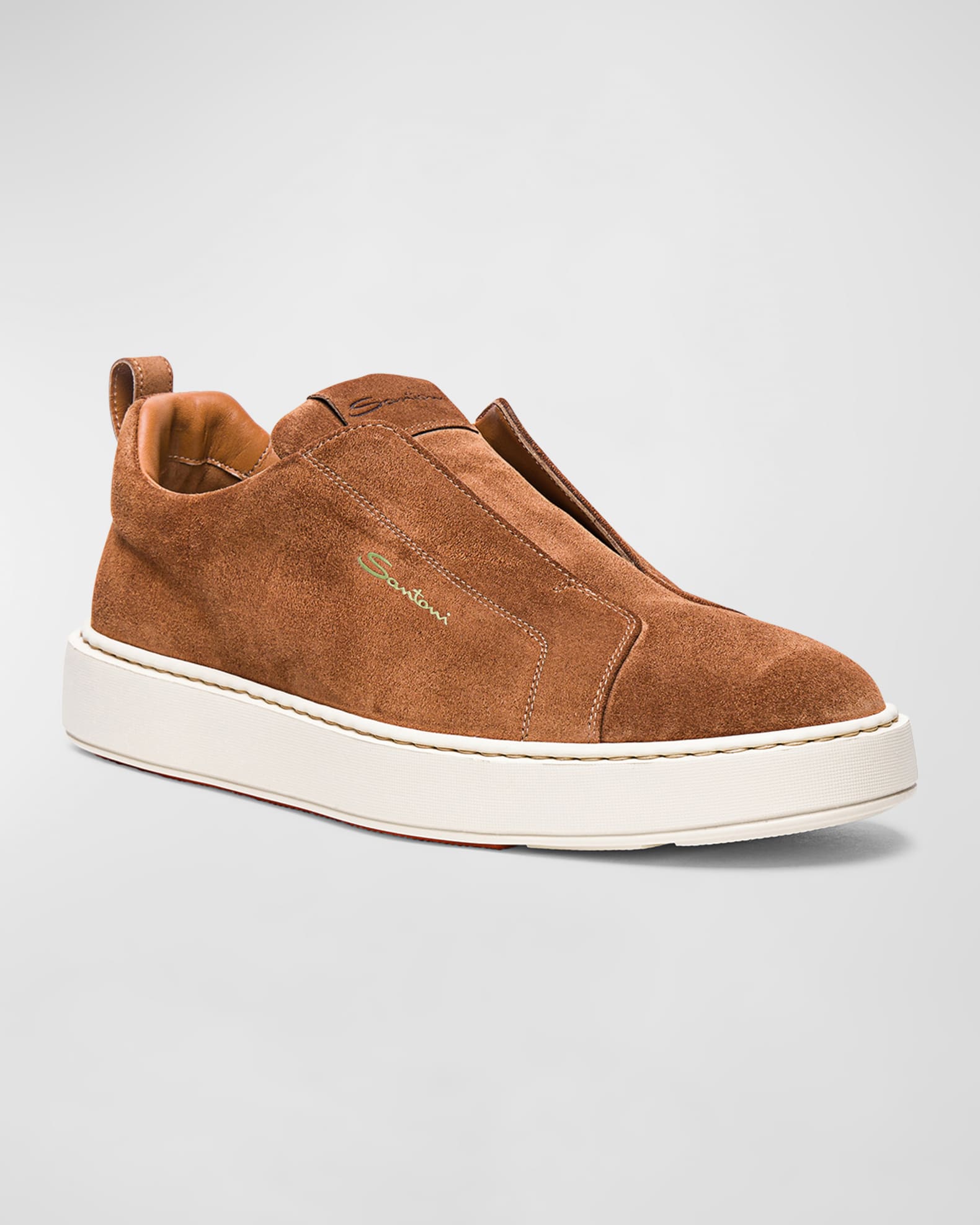 ★Santoni★Men's Freemont Sneakers★Brown Santoni - Freemont Brown Suede Double Monk Strap Shoe