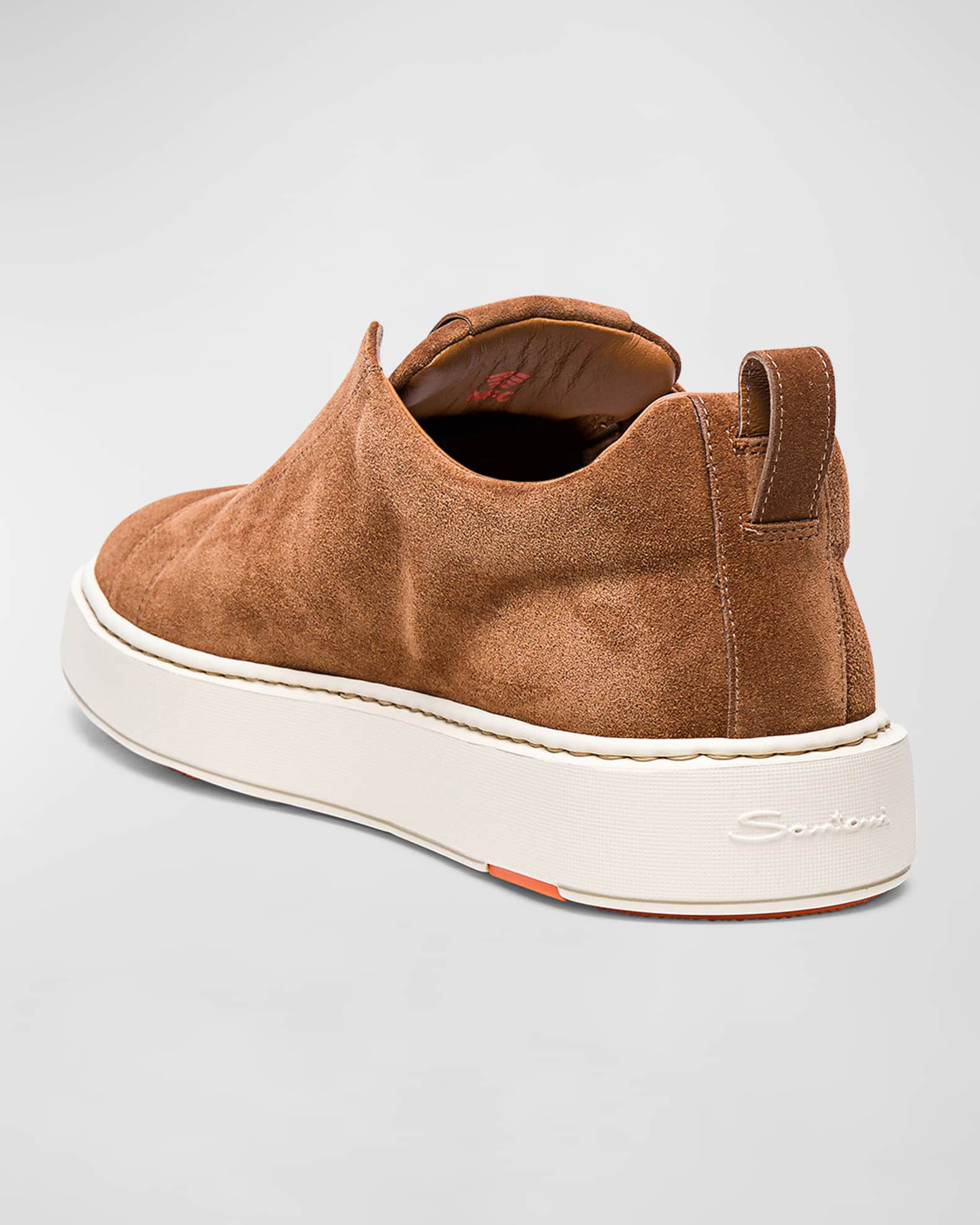 スニーカー Santoni Sneakers & Slip-On Brown Men's Suede Low-Top Slip-On Sneakers | Neiman Marcus
