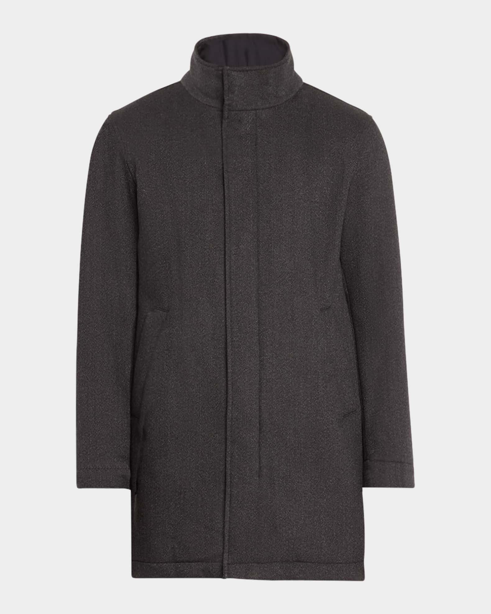 Men s Herringbone Car Coat with Nylon Wind Guard