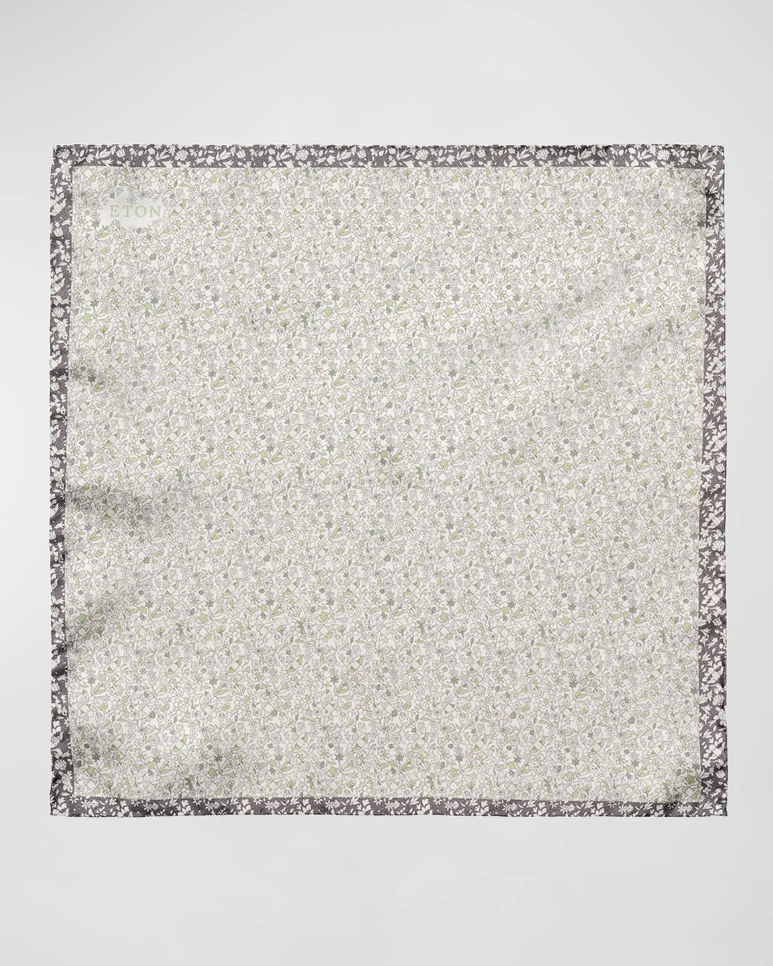 Men's Silk Floral Pocket Square - Thumbnail 2
