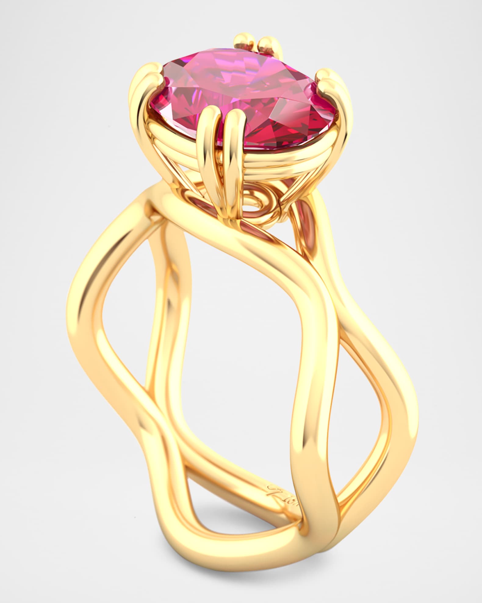 18K Gold Rose Ring with Rubellite 1