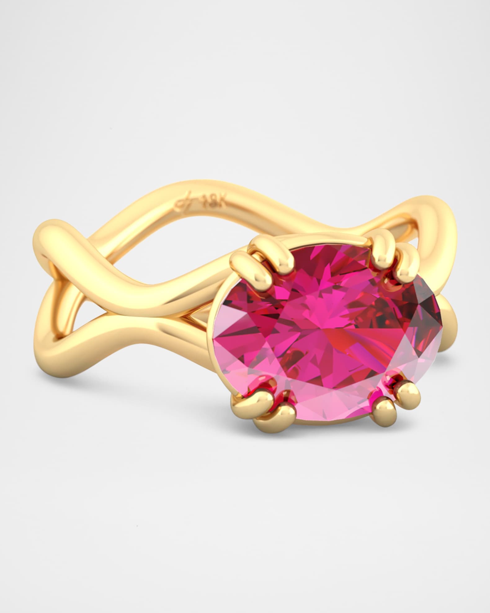18K Gold Rose Ring with Rubellite 0