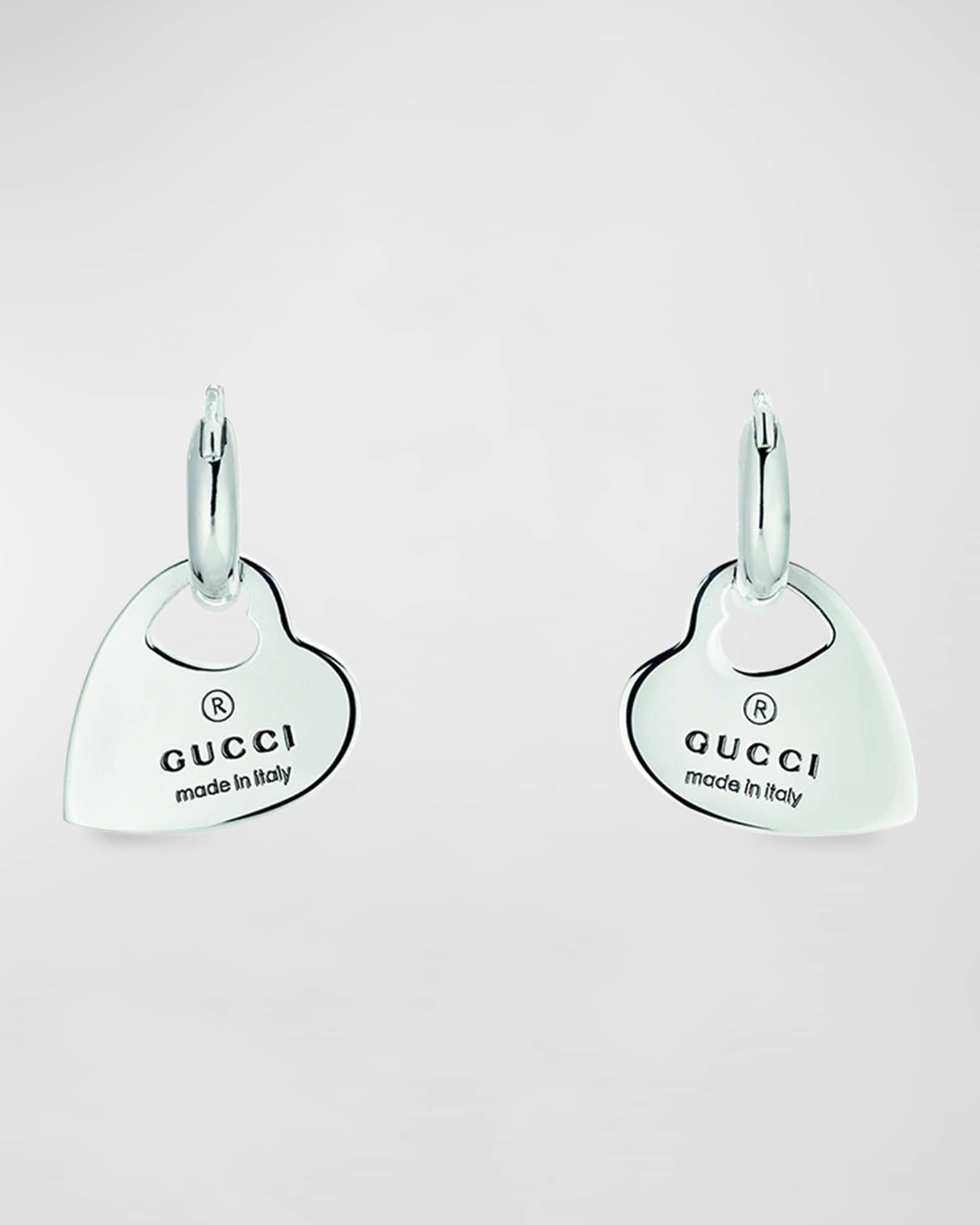 Gucci Trademark Heart Pendant Hoop Earrings Neiman Marcus