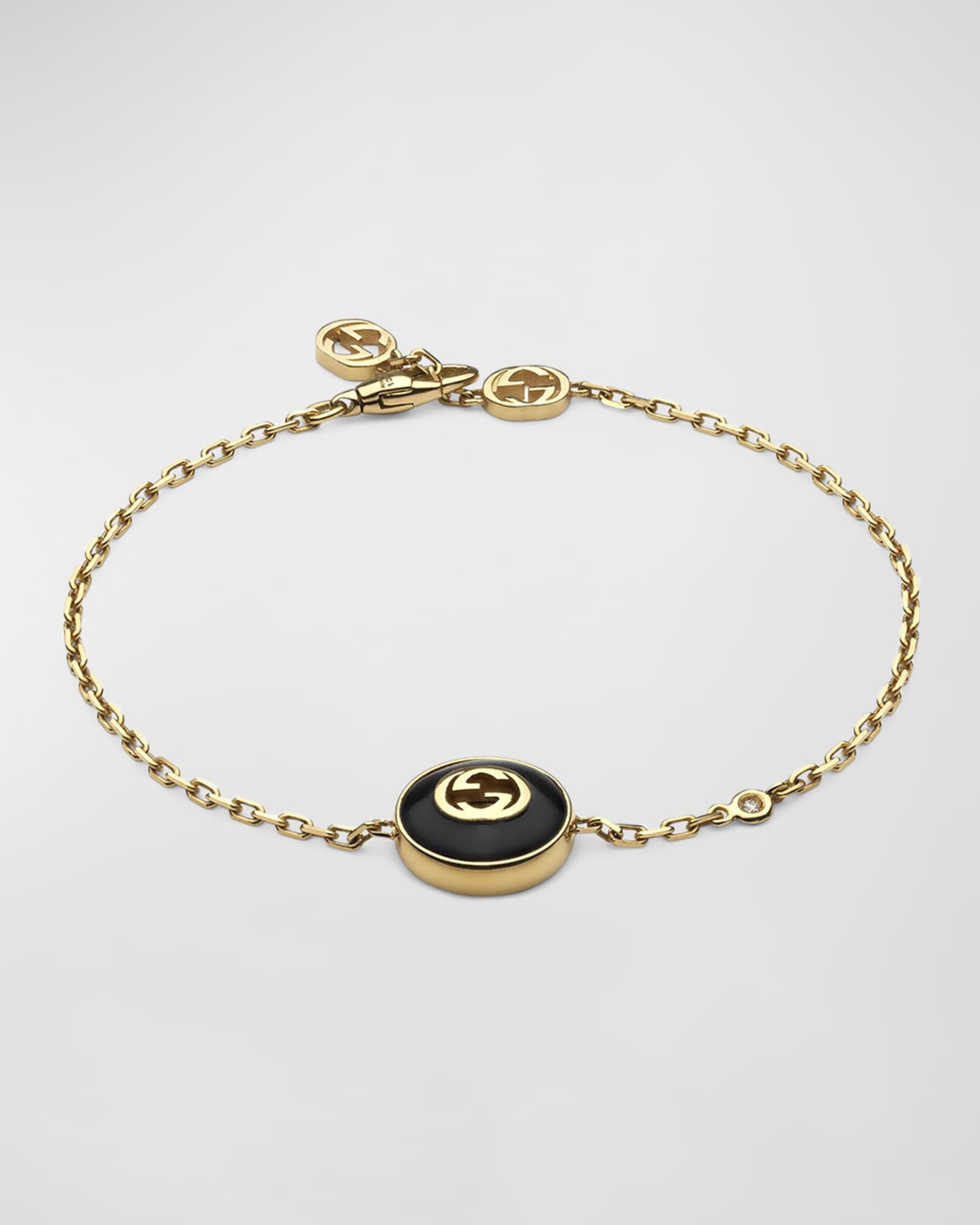 Gucci Interlocking G Onyx Bracelet with Diamond | Neiman Marcus