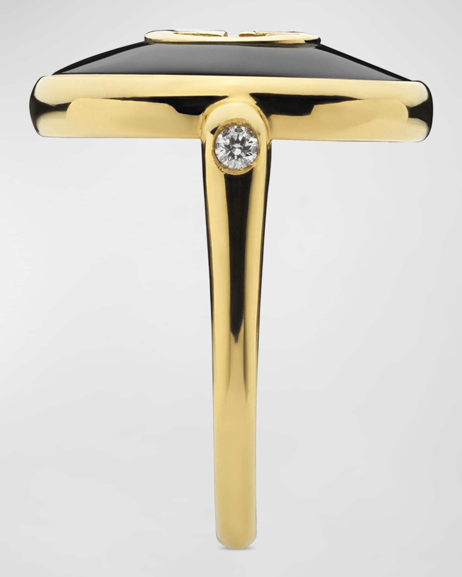 Gucci Interlocking G Onyx Ring in 18K Yellow Gold | Neiman Gucci Interlocking G Onyx Ring in 18K Yellow Gold | Neiman