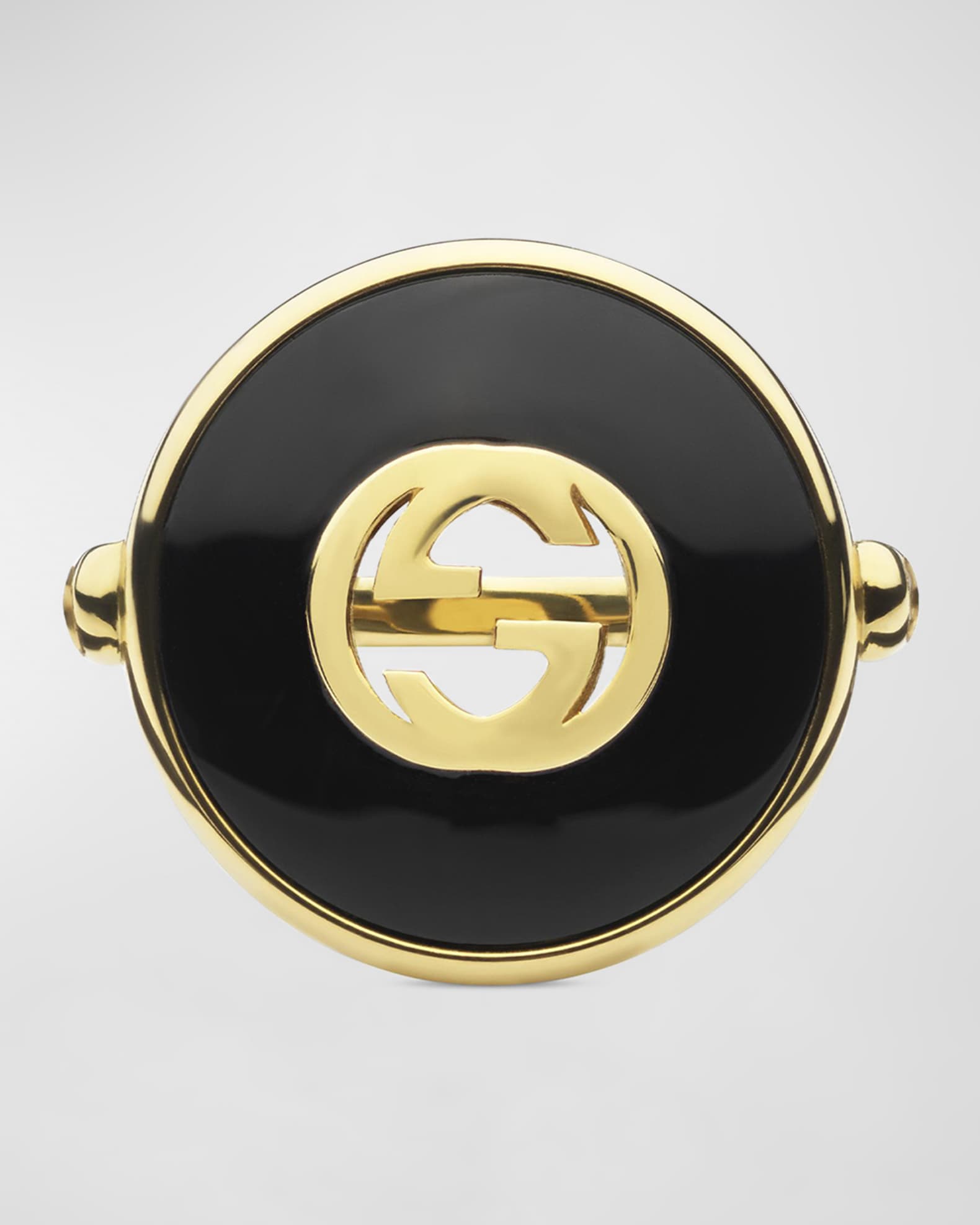 Interlocking G Onyx Ring in 18K Yellow Gold 0