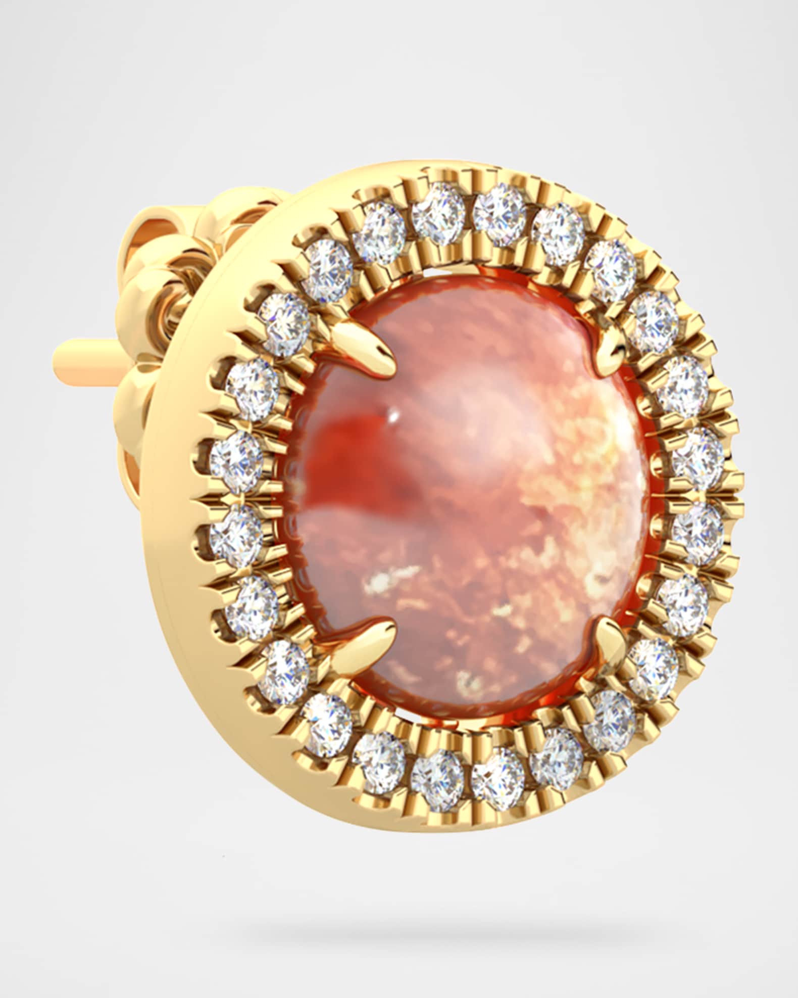 18K Gold Aurora Stud Earrings with Sunstone and Diamonds 1