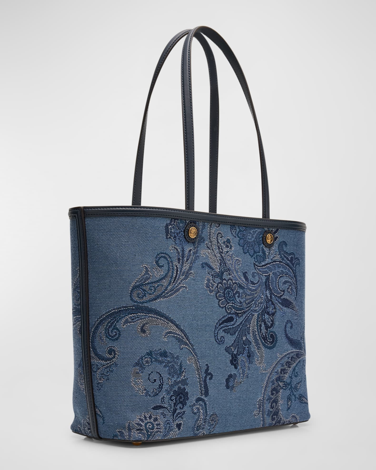 Etro Flower Denim Jacquard Shopping Tote Bag Neiman Marcus
