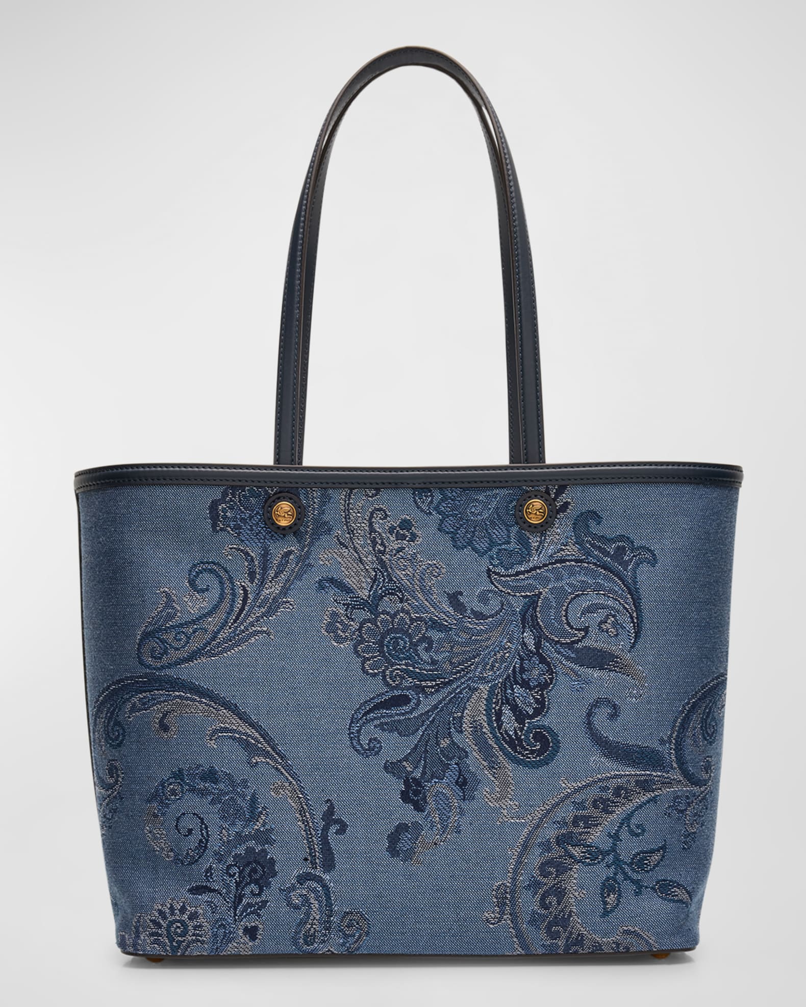 Flower Denim Jacquard Shopping Tote Bag