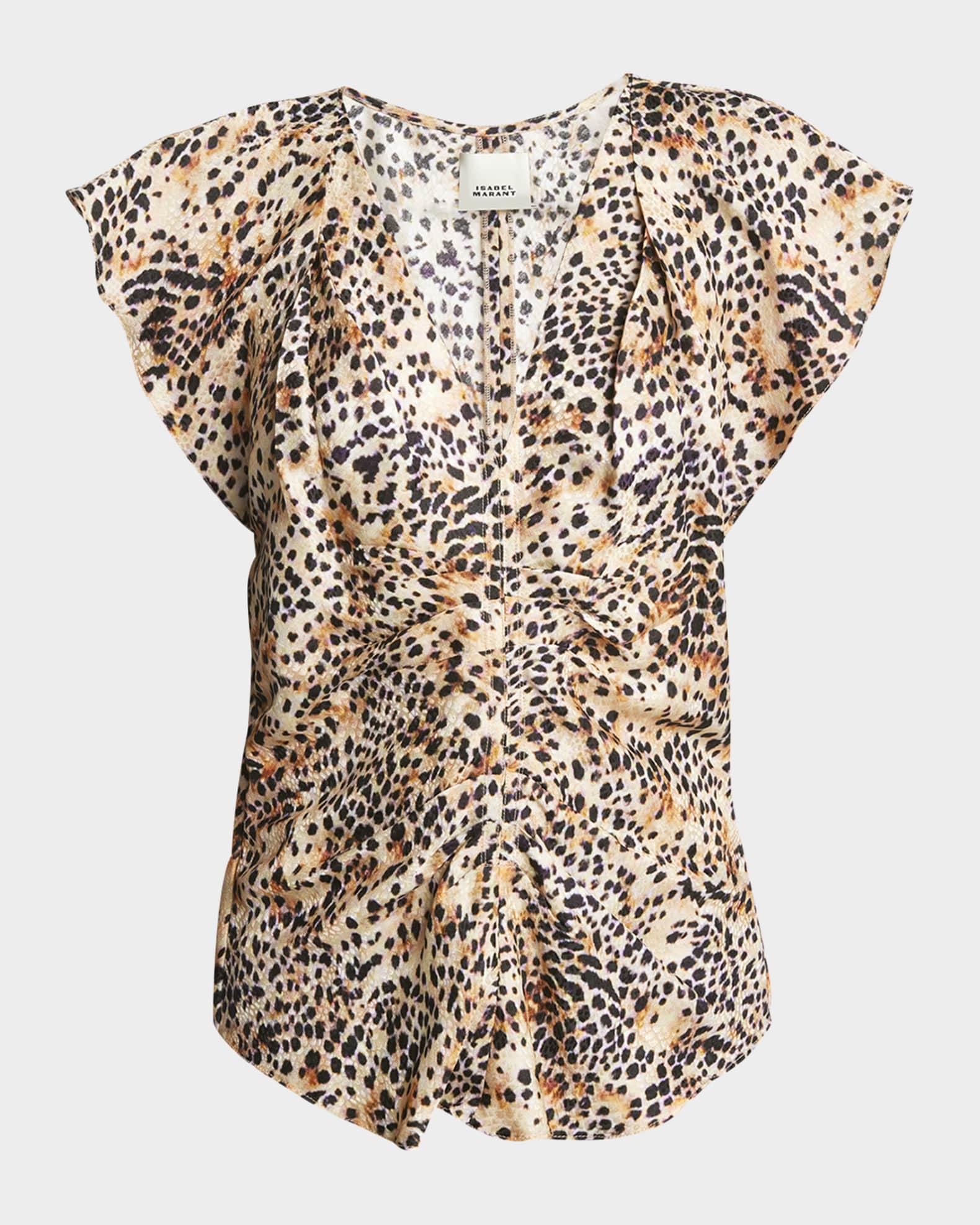 Lonea Printed Ruffle Sleeve Silk Top 0