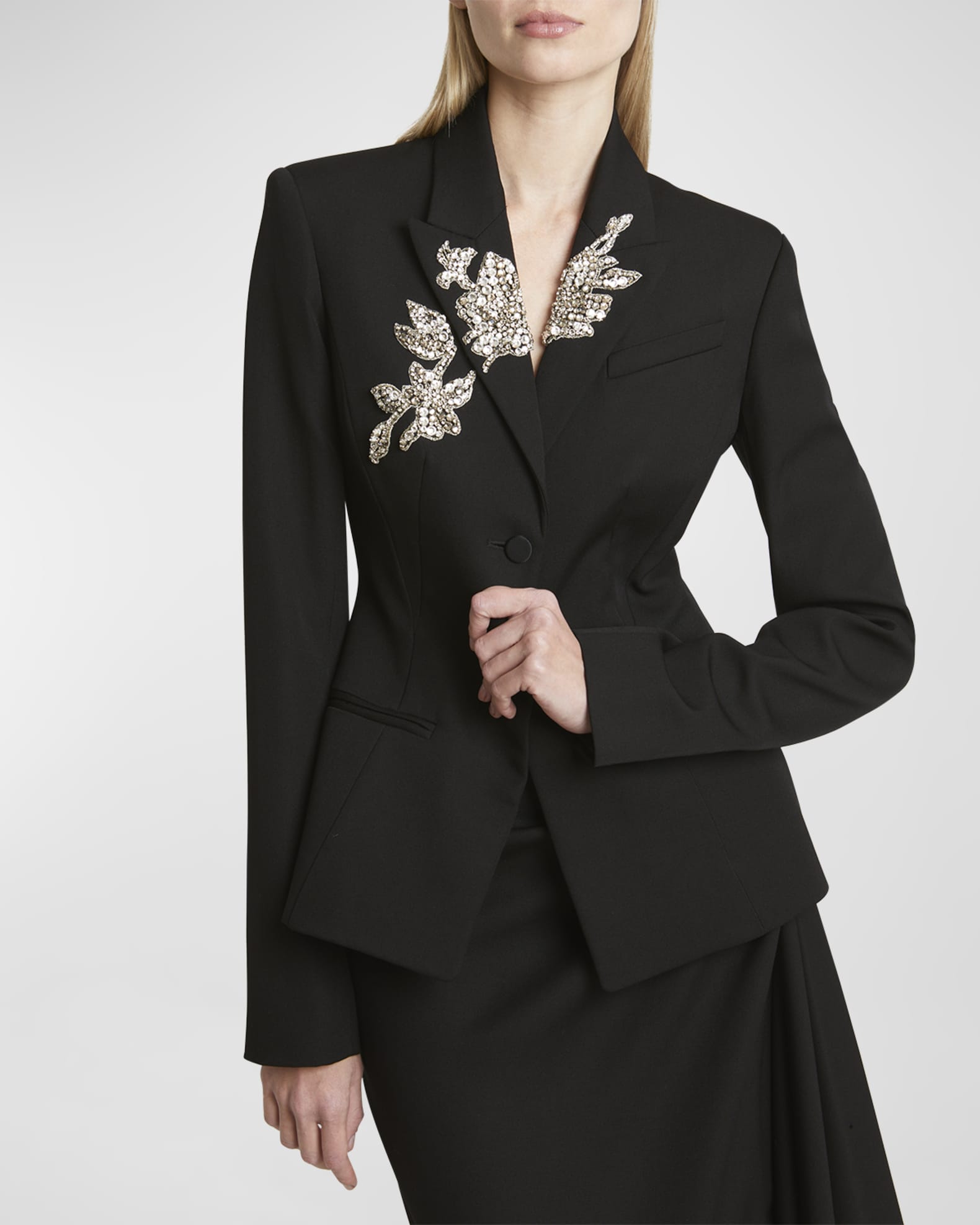 Erdem Crystal Single-Breasted Tailored Blazer Jacket Erdem Crystal Single-Breasted Tailored Blazer Jacket