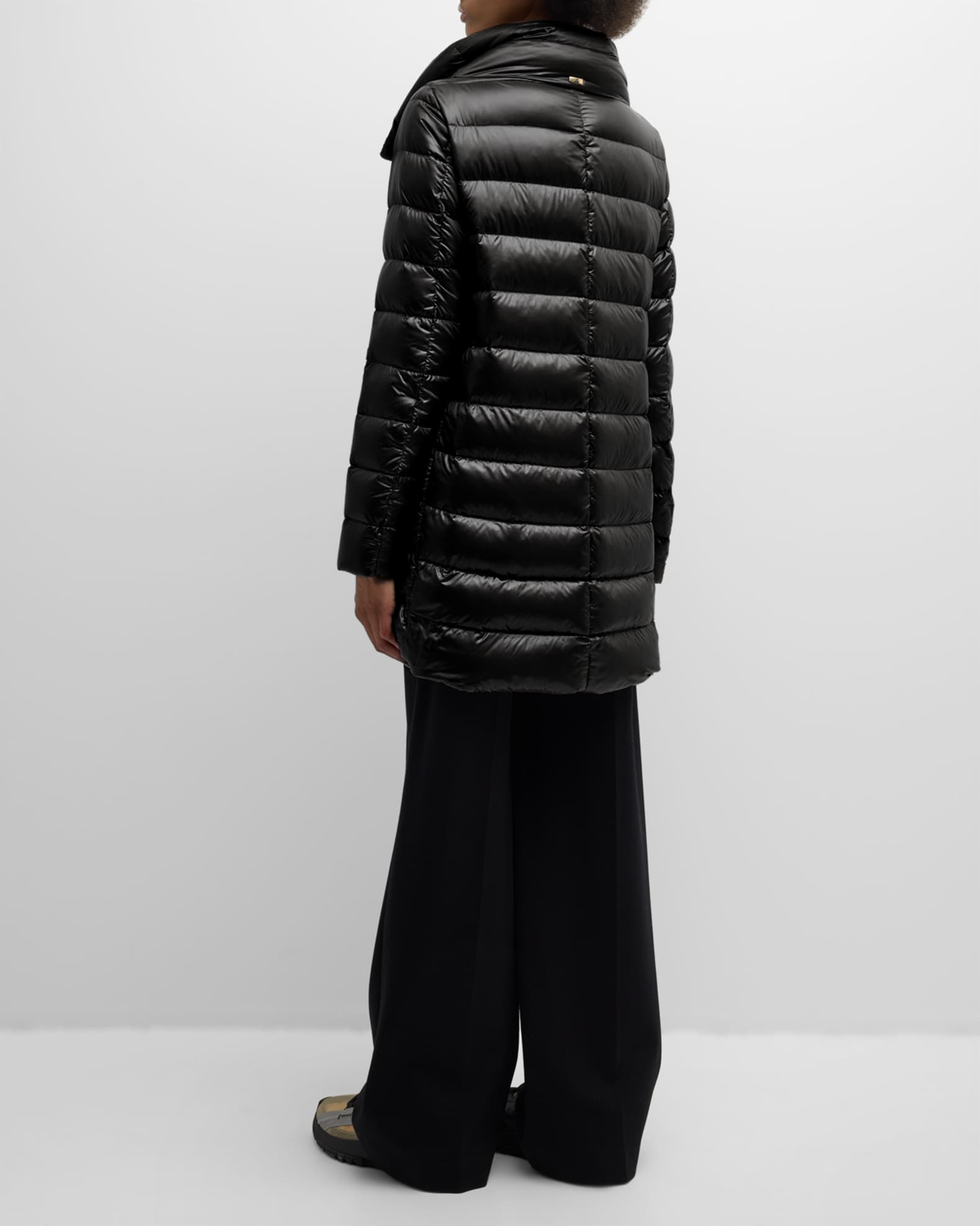 Herno Amelia Water-Resistant Ultralight Nylon A-Line Puffer Jacket