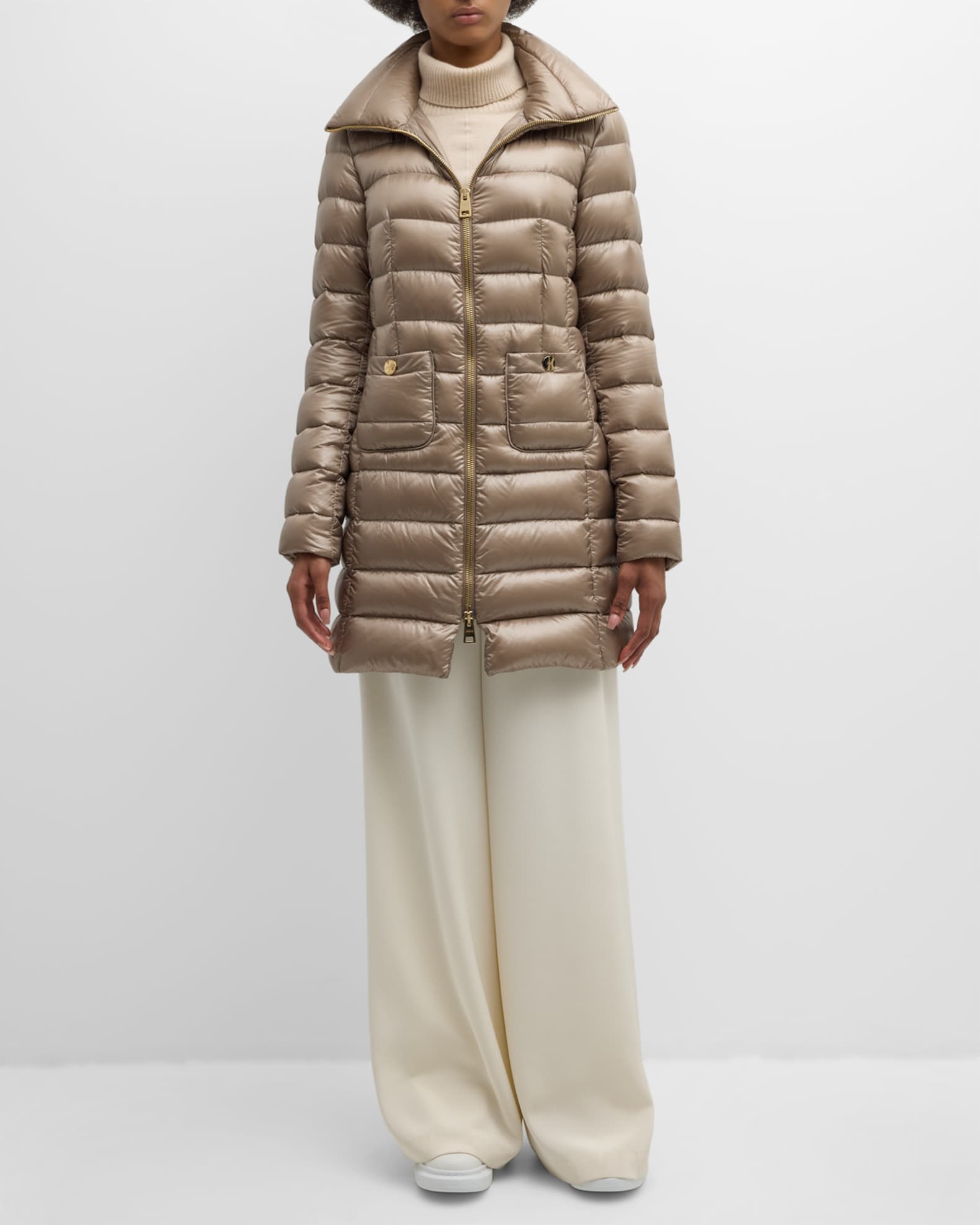 Maria Water Resistant Ultralight Nylon Long Puffer Jacket