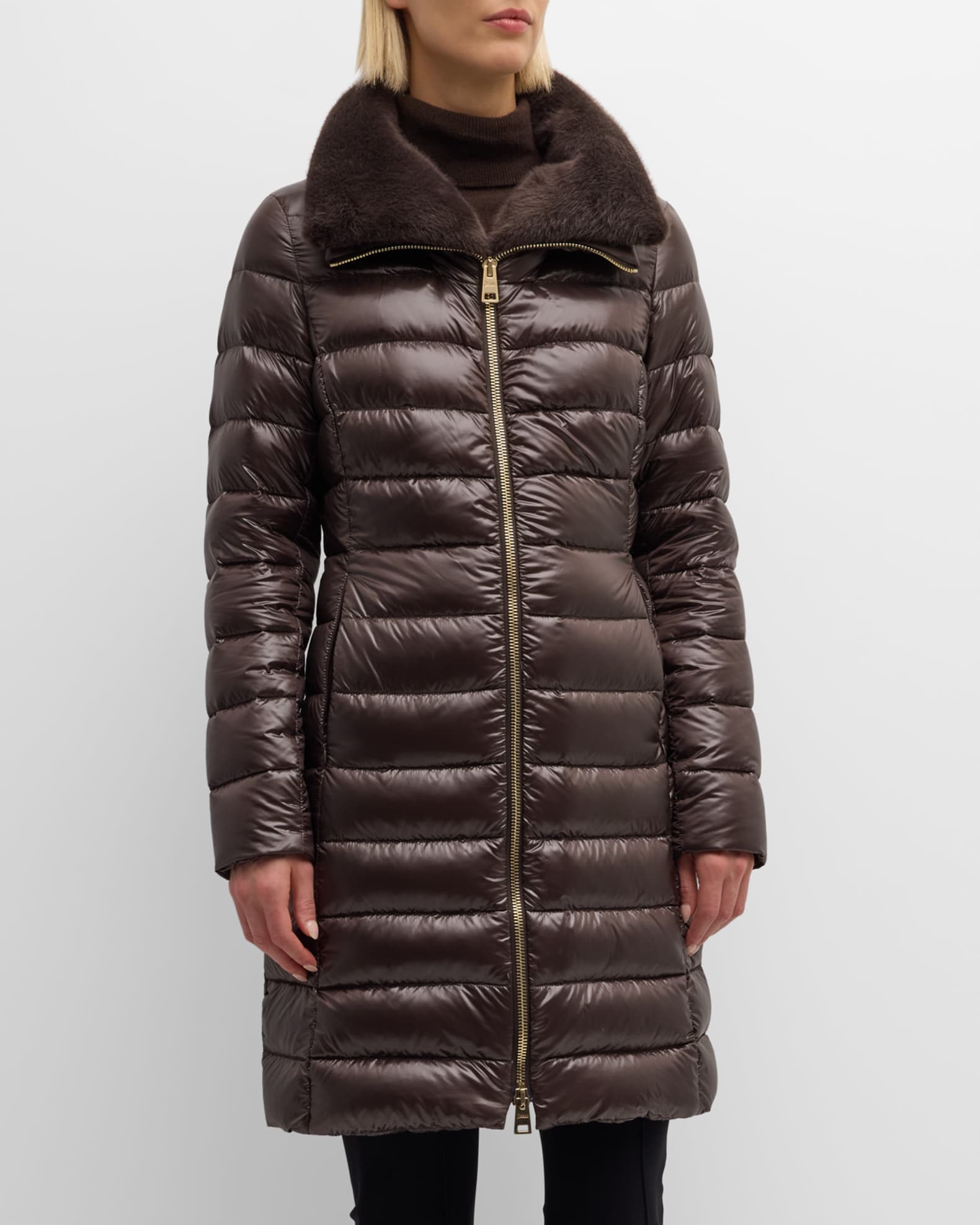 Faux Fur Ultralight Nylon Puffer Jacket