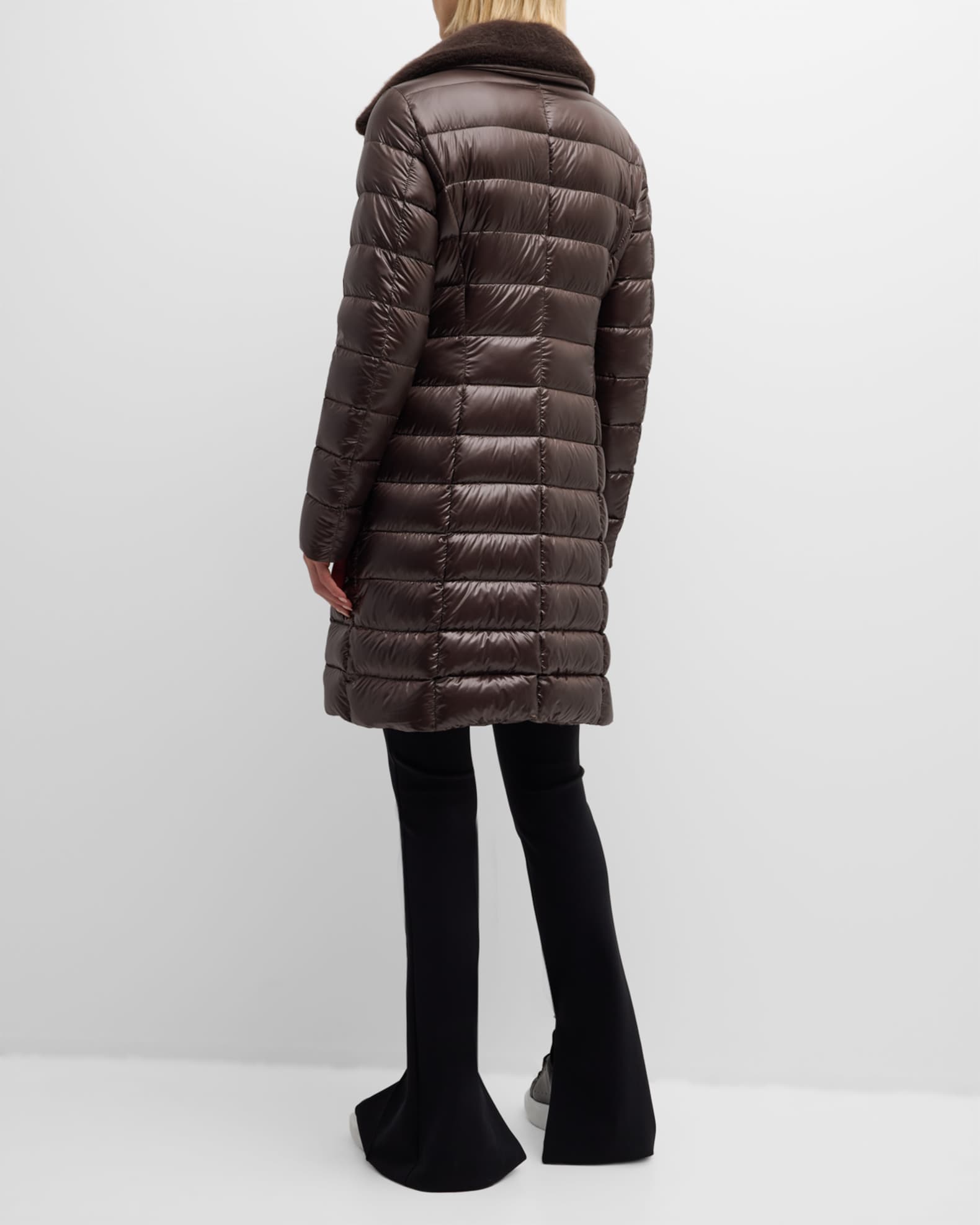 Faux Fur Ultralight Nylon Puffer Jacket