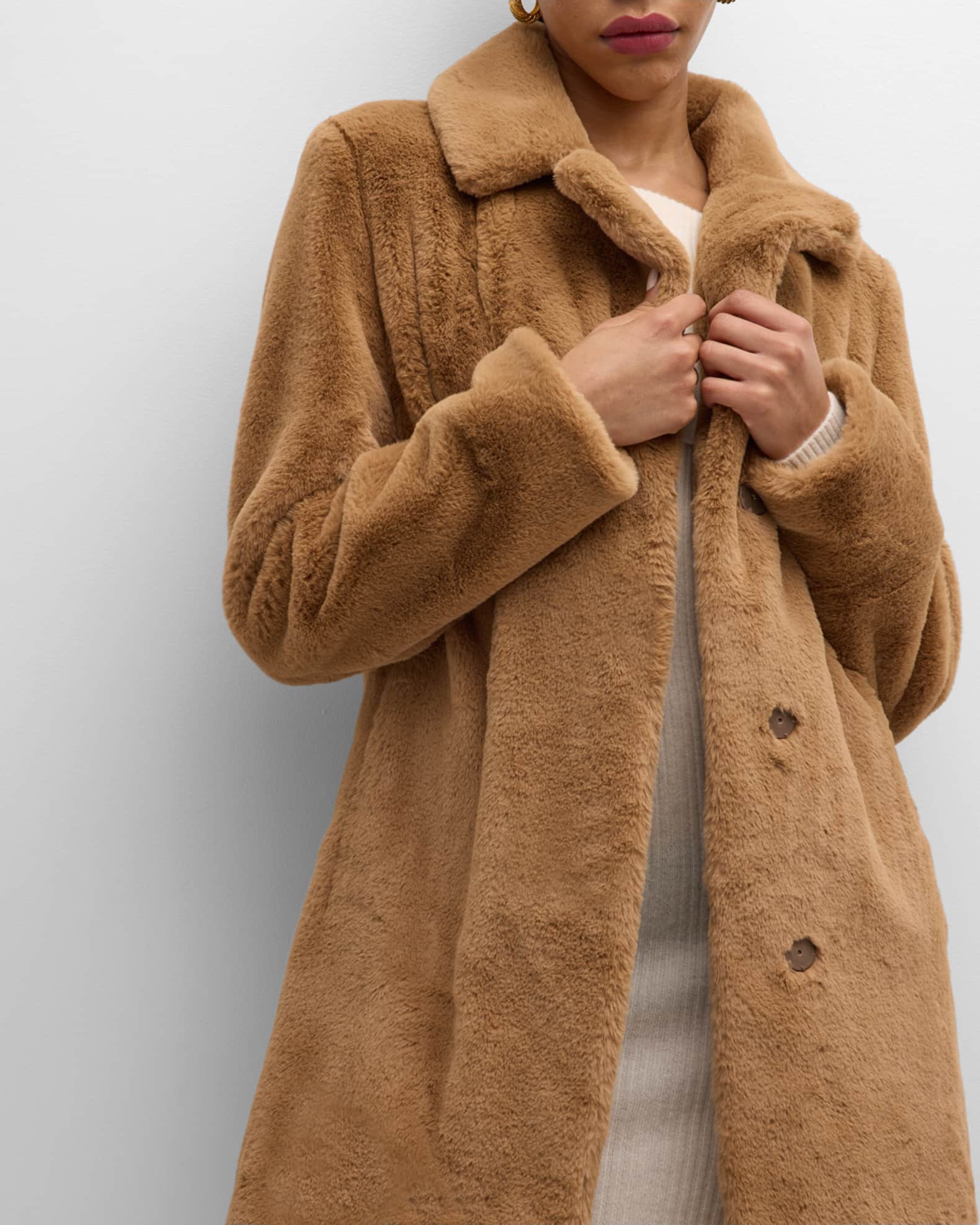 Soft faux fur long coat discount