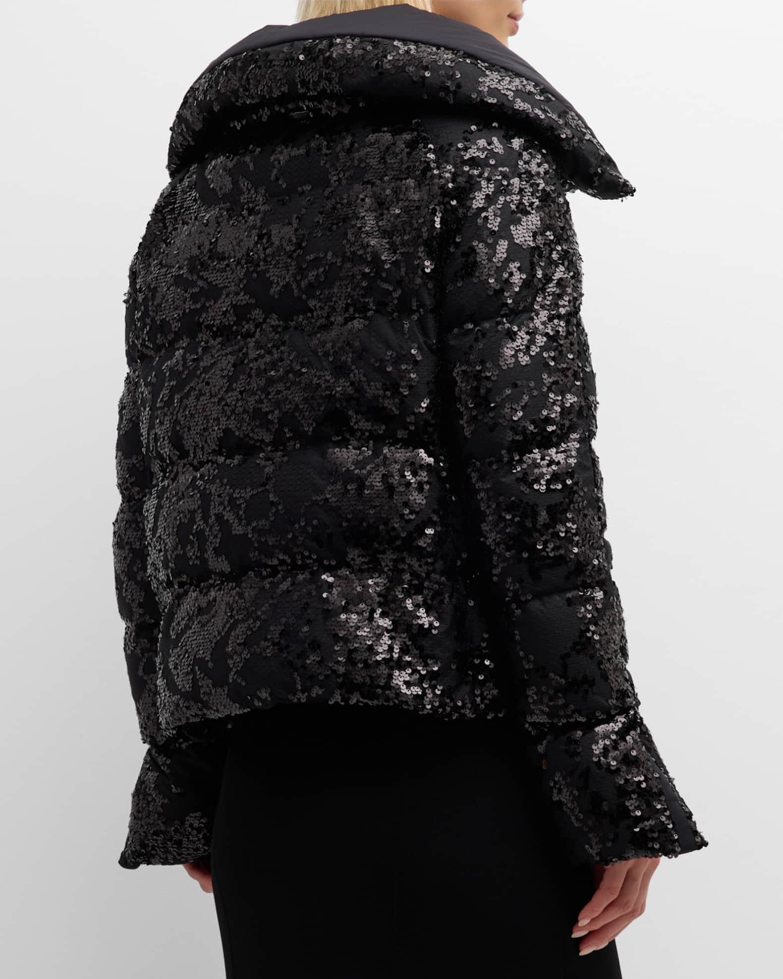 Herno Sequined Lace Puffer Jacket Neiman Marcus