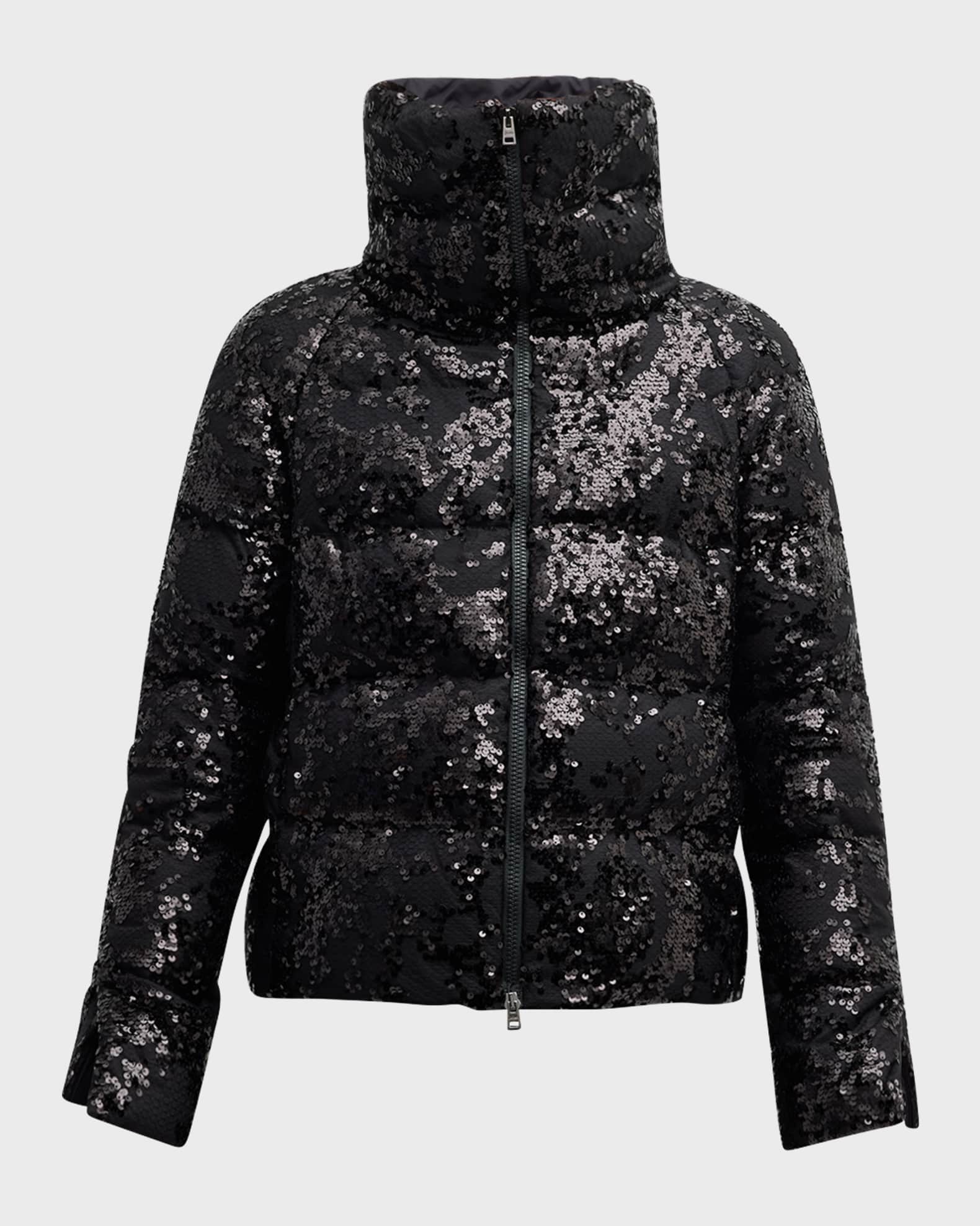Sequined Lace Puffer Jacket
