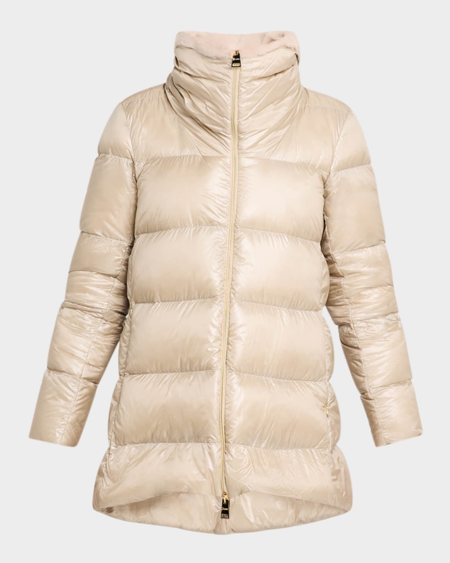 A Shape Ultralight Down Jacket with New Lady Faux Fur