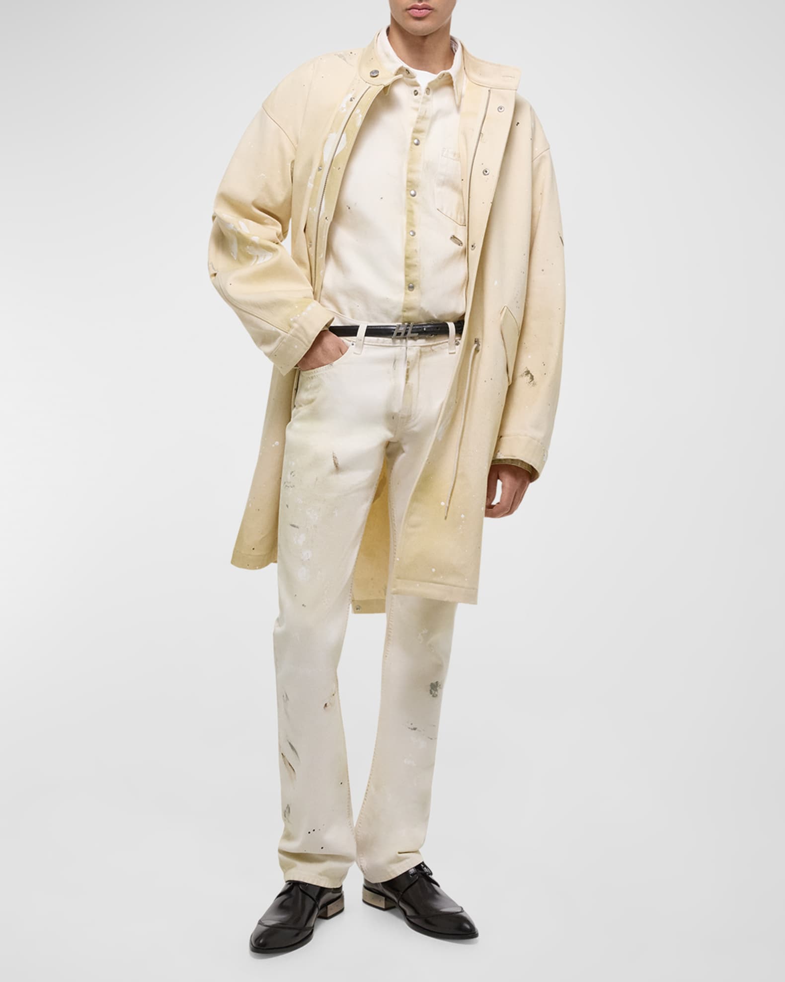Men's Paint Splatter Denim Parka 1