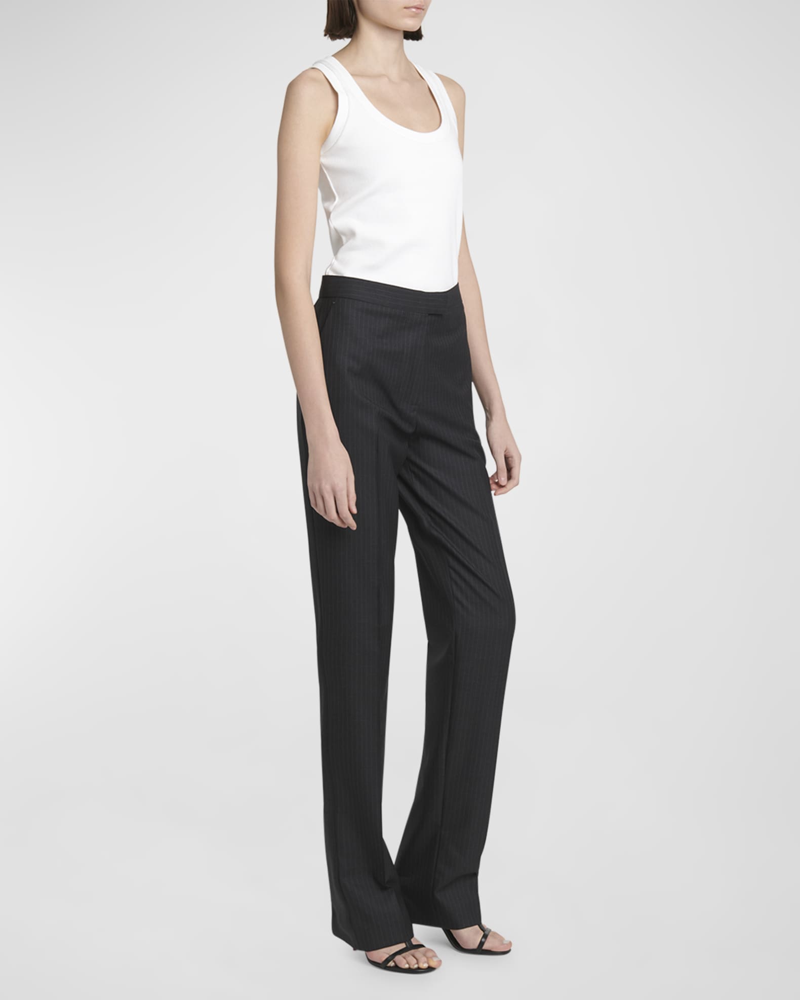 McQueen Straight-Leg Wool Pinstripe Trousers | Neiman Marcus