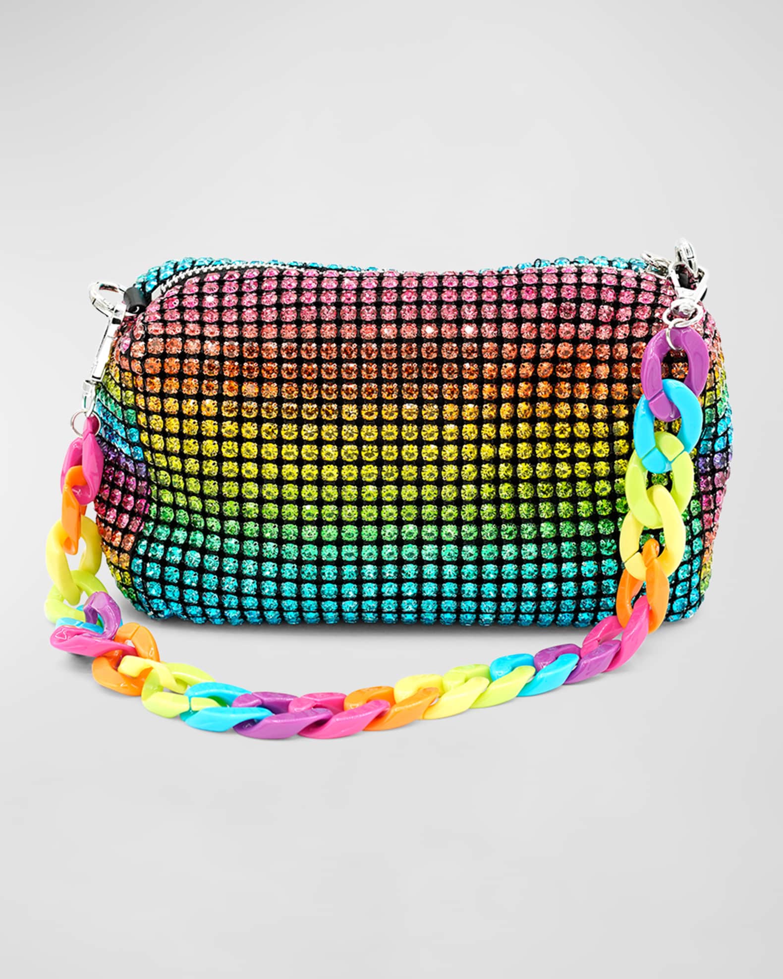 Bari Lynn Girl's Rainbow Crystal Bag W/ Acrylic Chain Strap