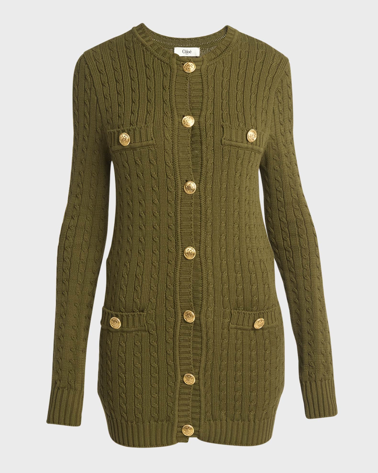 インポート・海外人気ブランド Cable-Knit Chloe Cardigan Marcus Neiman | Buttons Gold-Tone with カーディガン