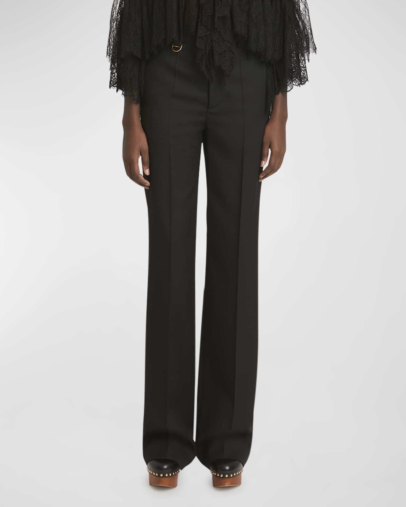 Grain De Poudre Pleated Wool Trousers 1