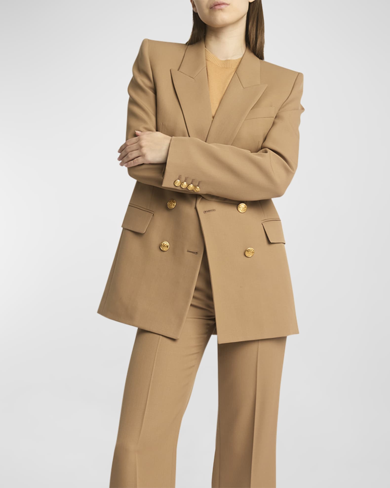 【関税&送料込】Chloe Mustard Wool Blazer Chloe Grain De Poudre Wool Blazer Jacket | Neiman Marcus