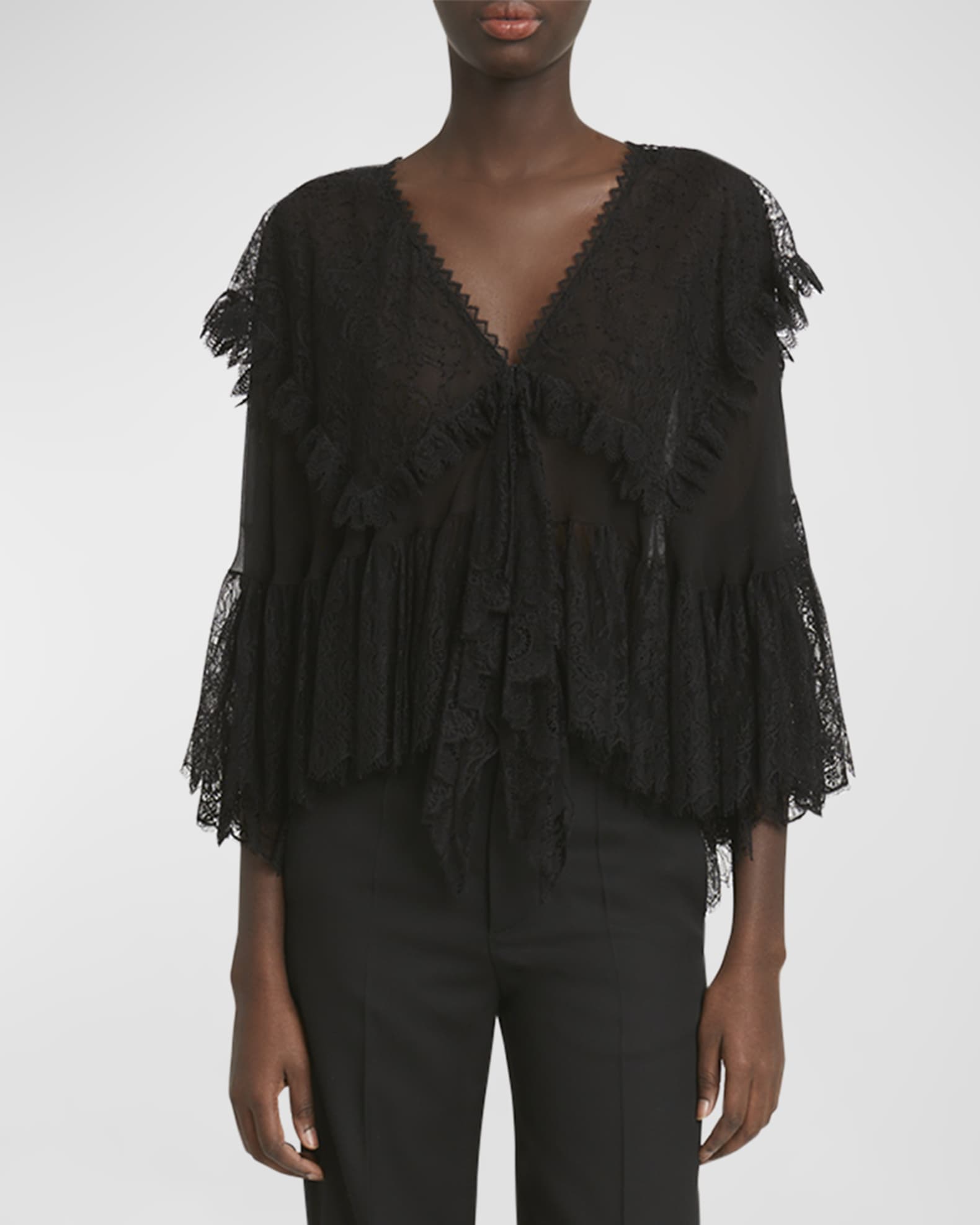 Chloe Floral Lace Mix Blouse | Neiman Marcus