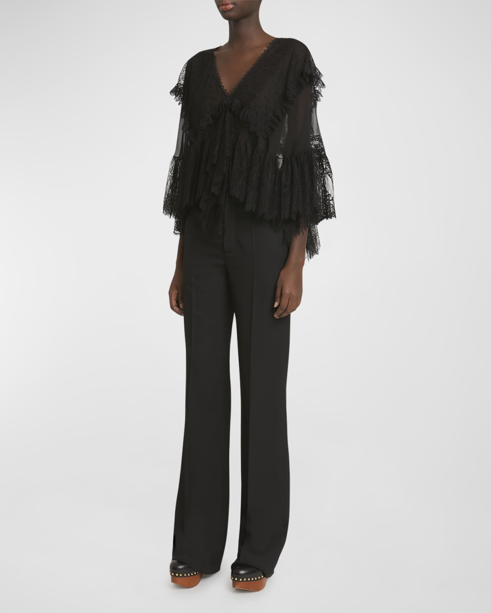 Chloe Floral Lace Mix Blouse | Neiman Marcus