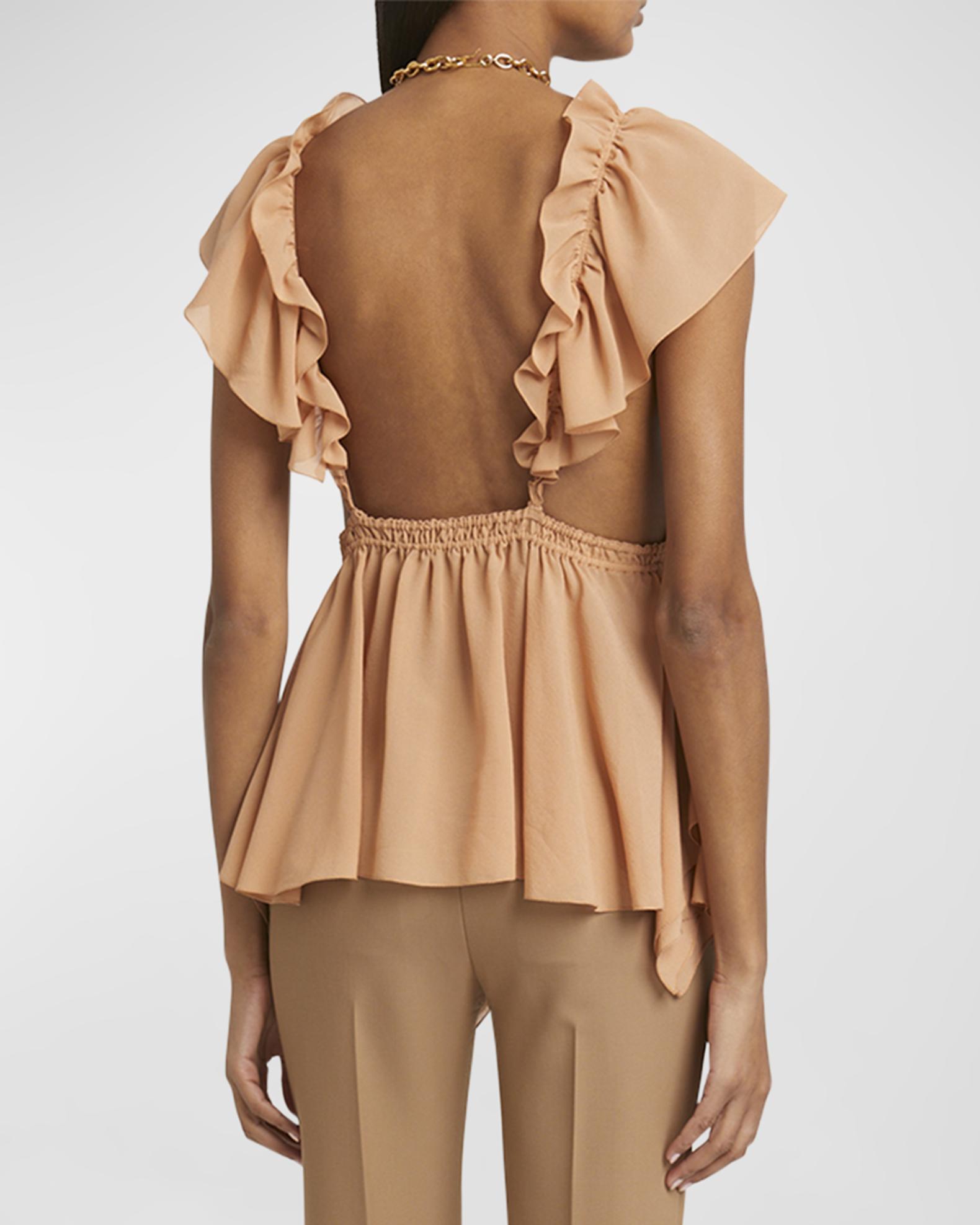 Chloe Ruffle Top with Tie Waist | Neiman Marcus