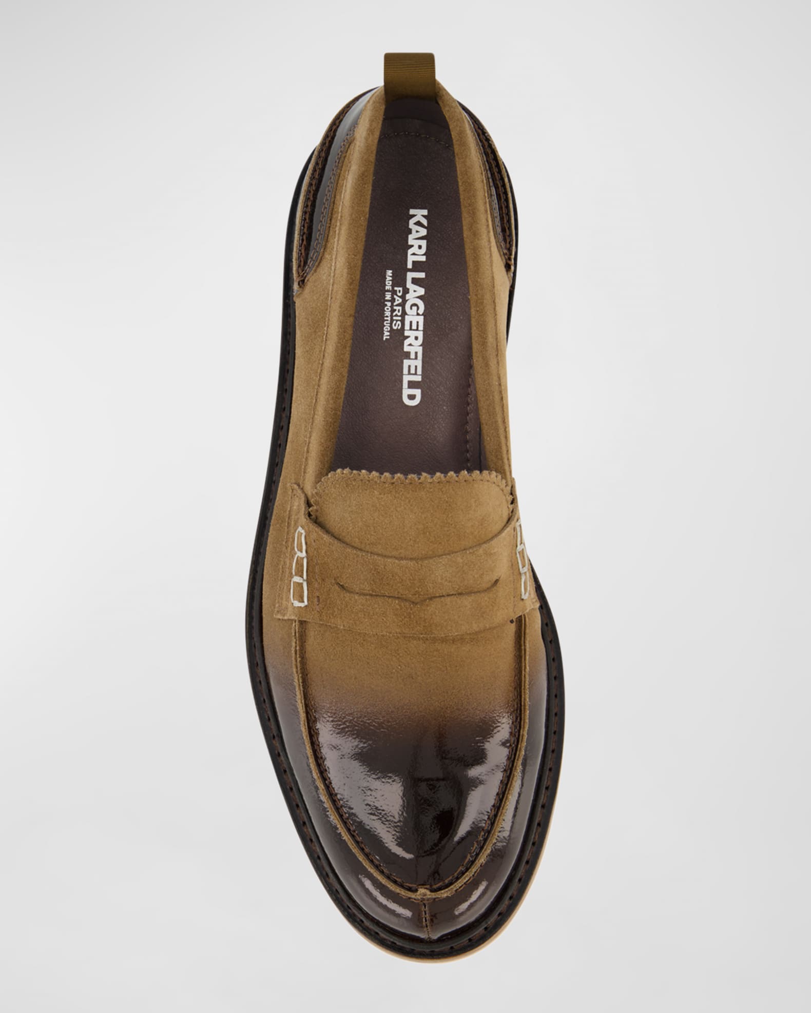 Men s Suede and Patent Leather Penny Loafers