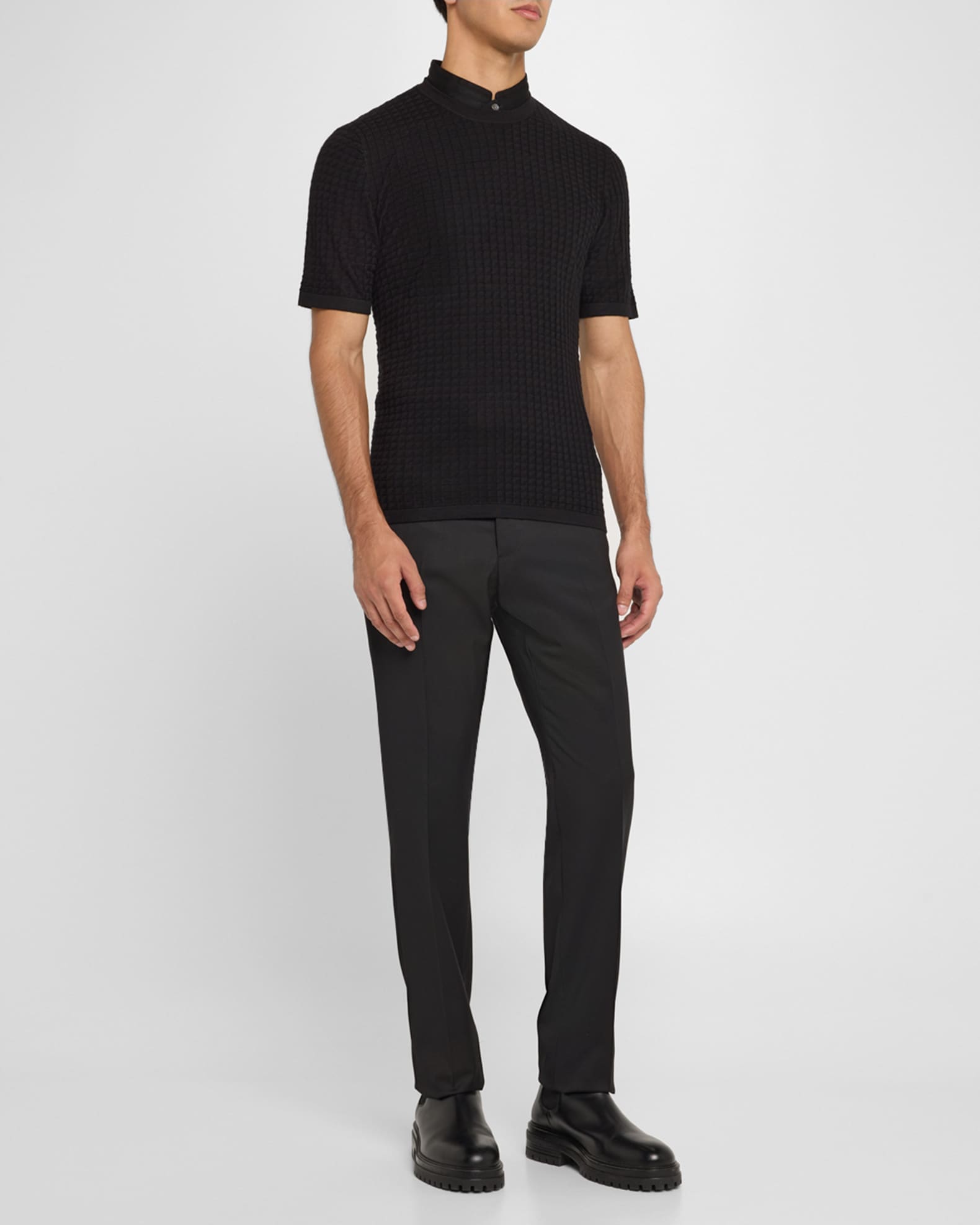 Men's Box-Pattern Crewneck T-Shirt - Thumbnail 2