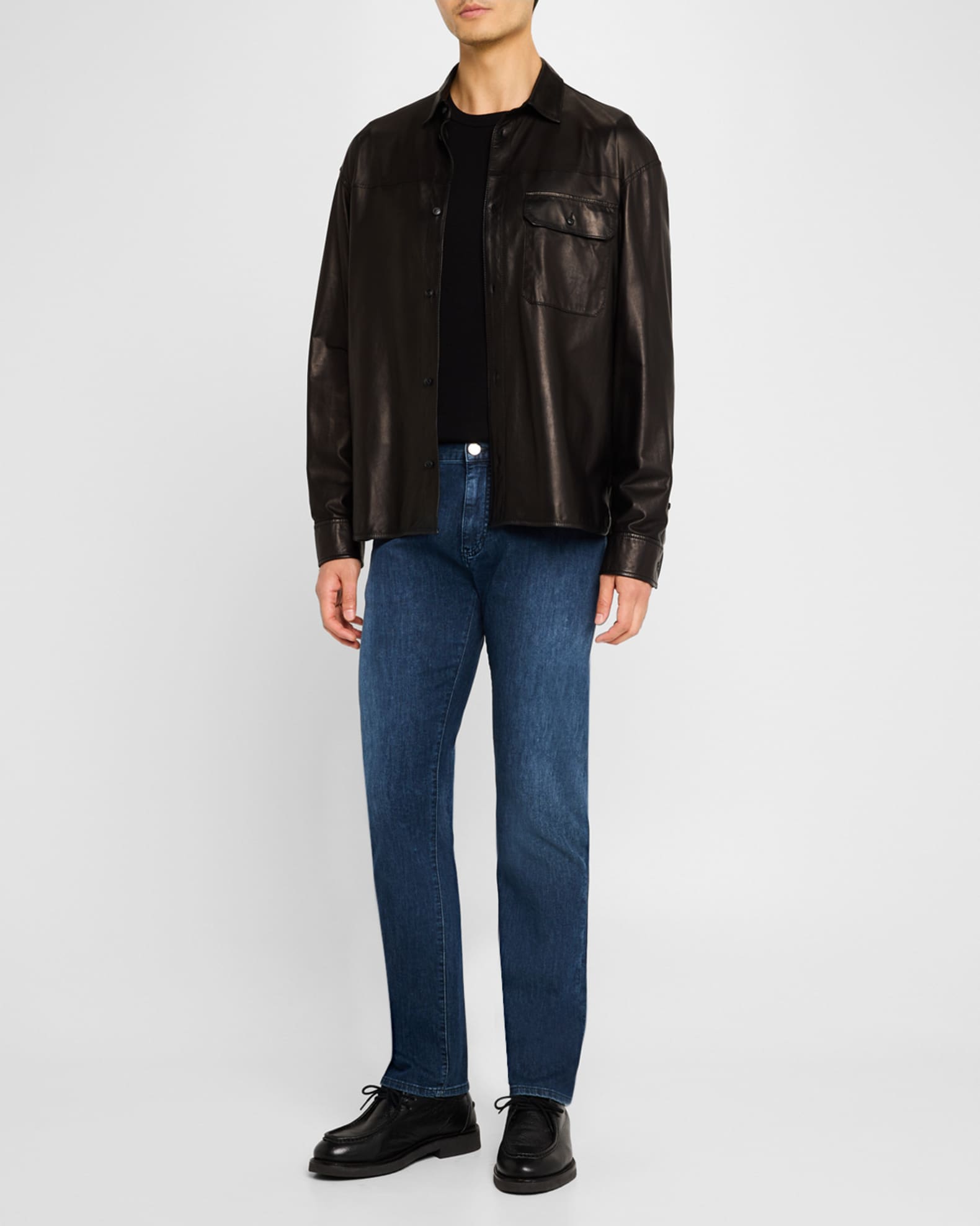 Men's Washed Denim Five-Pocket Pants 1