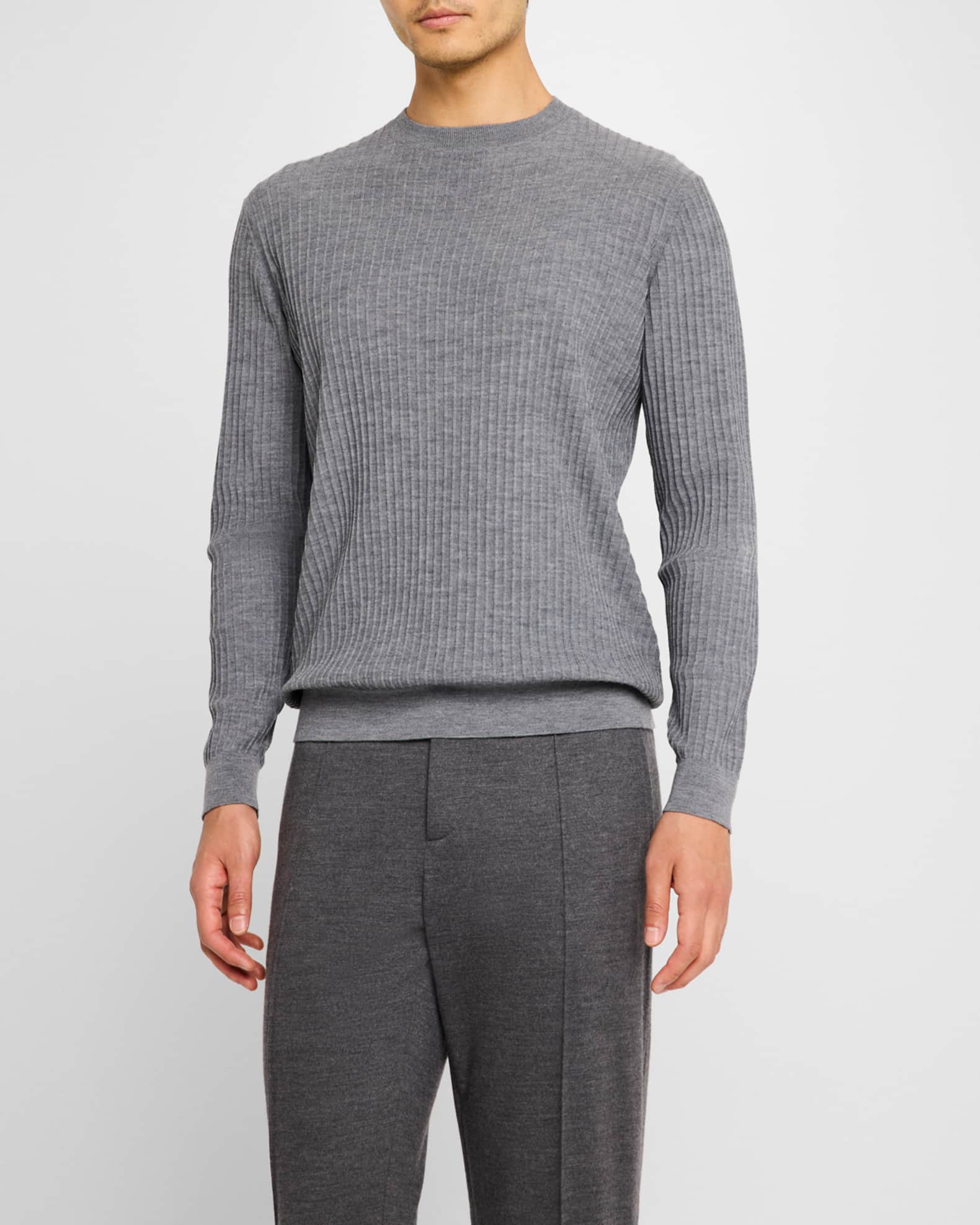 Emporio Armani Men's Vertical Stripe Knit Crewneck Sweater