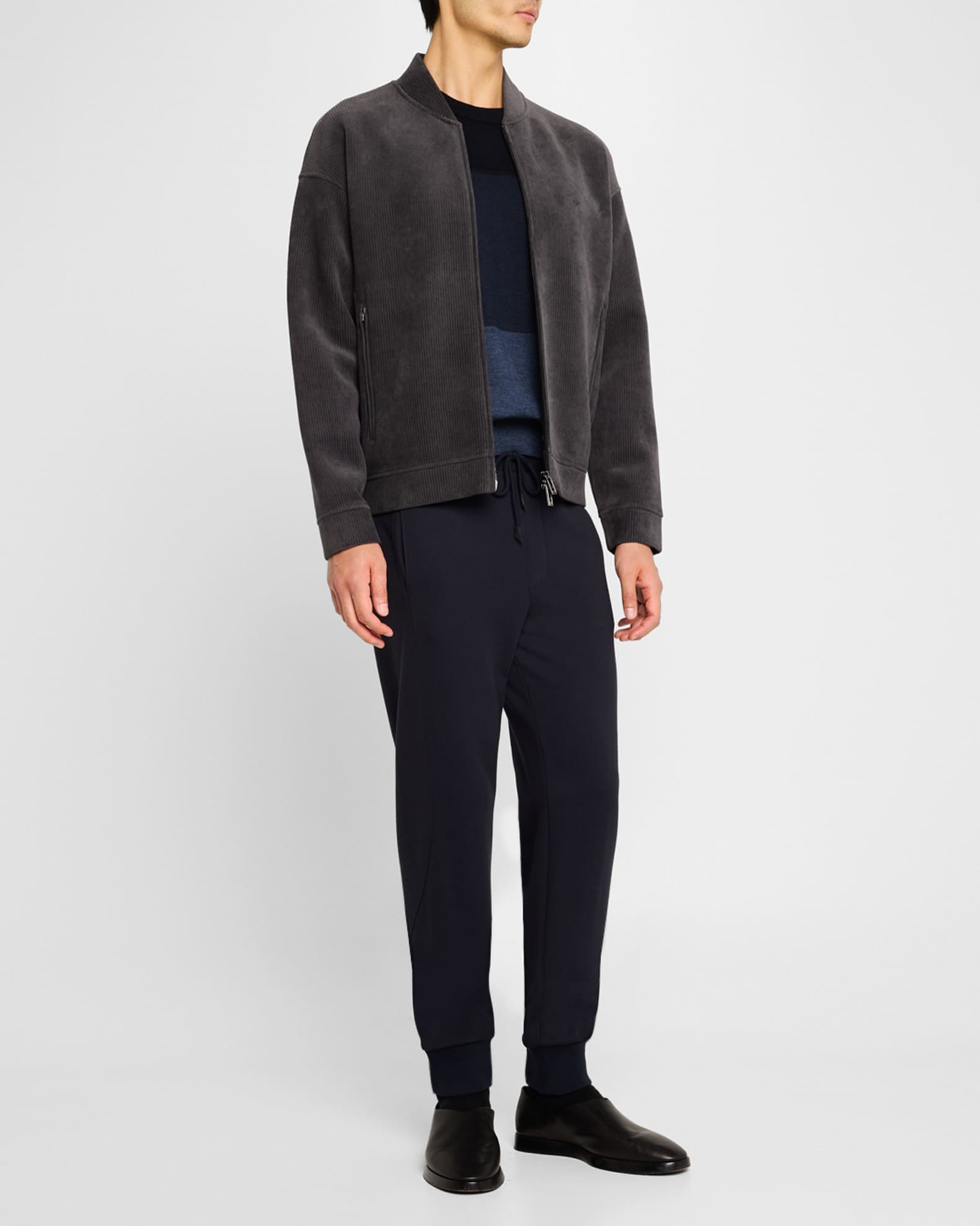 Men's Velour Full-Zip Bomber Jacket