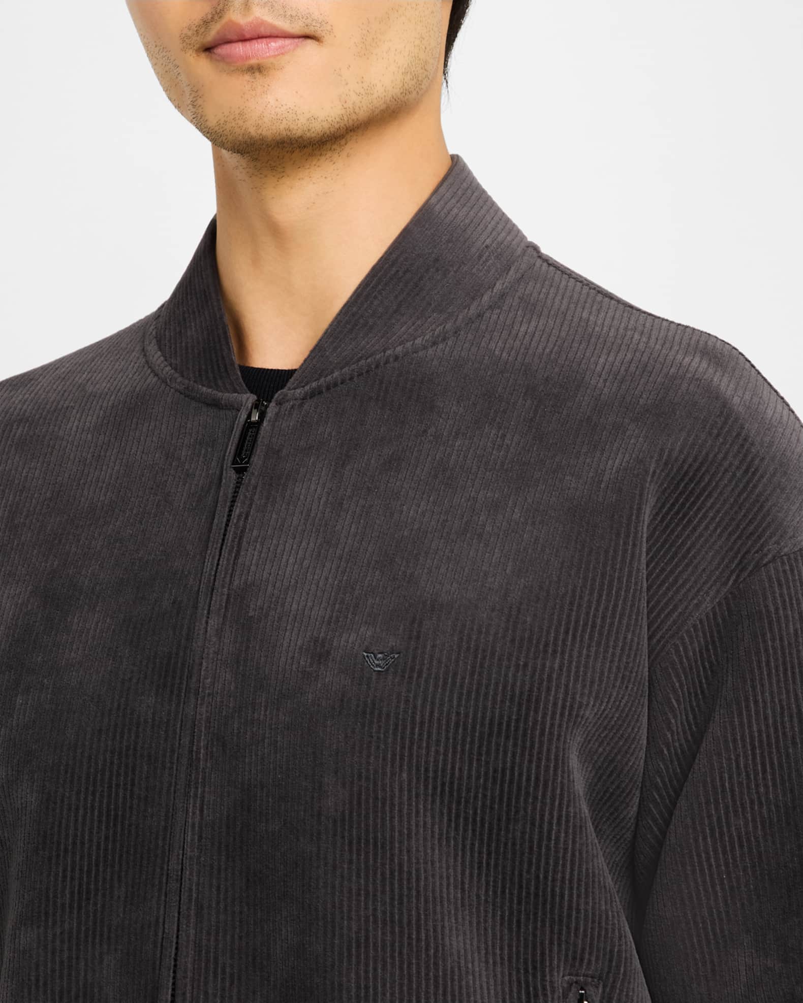 Men's Velour Full-Zip Bomber Jacket