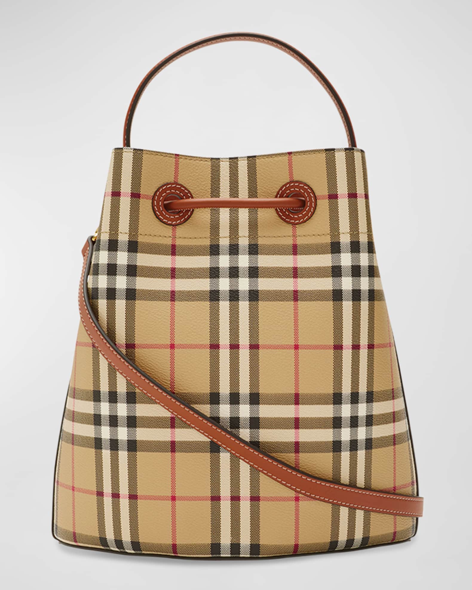 Burberry Small Check Drawstring Bucket Bag | Neiman Marcus