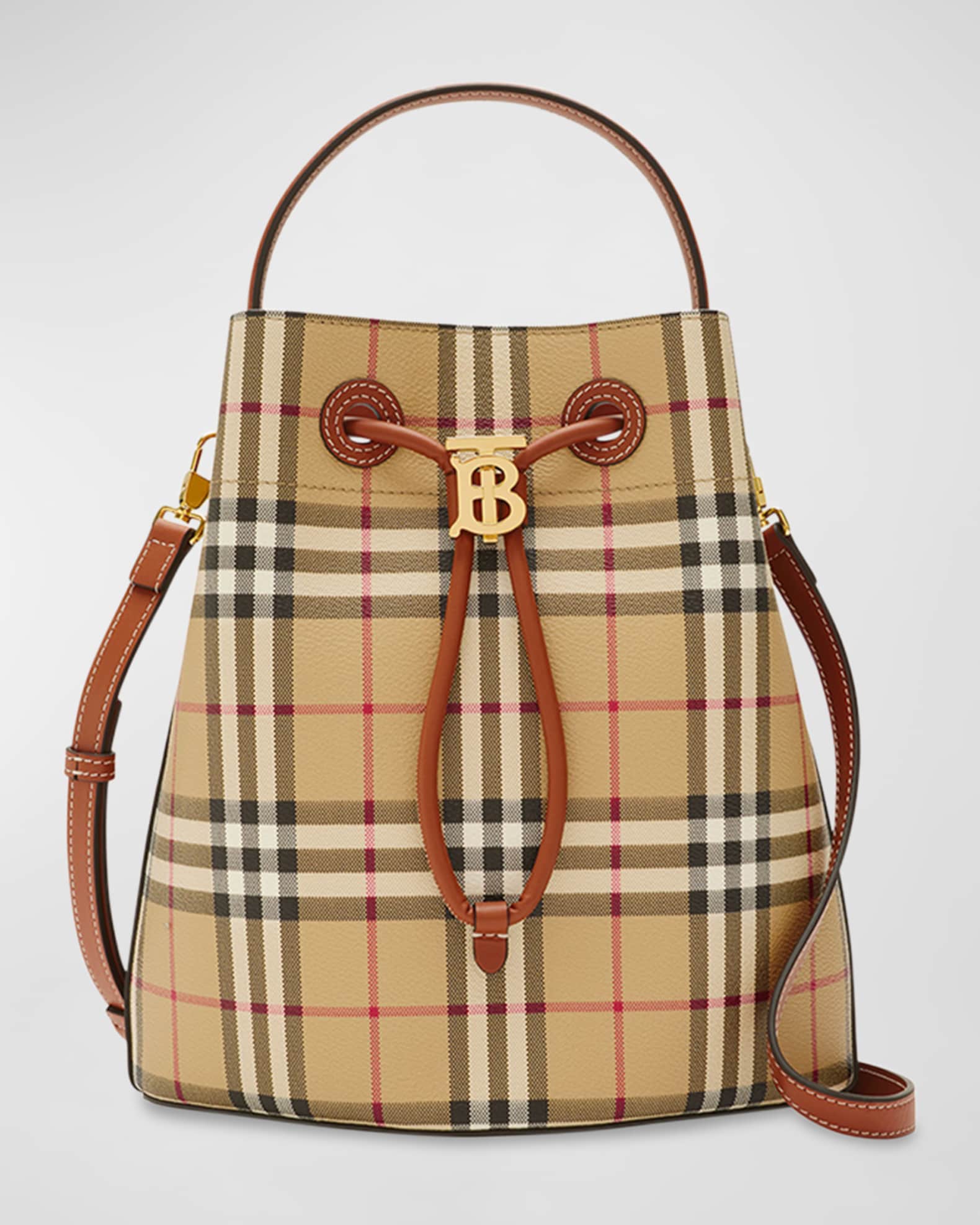 Burberry Small Check Drawstring Bucket Bag Neiman Marcus