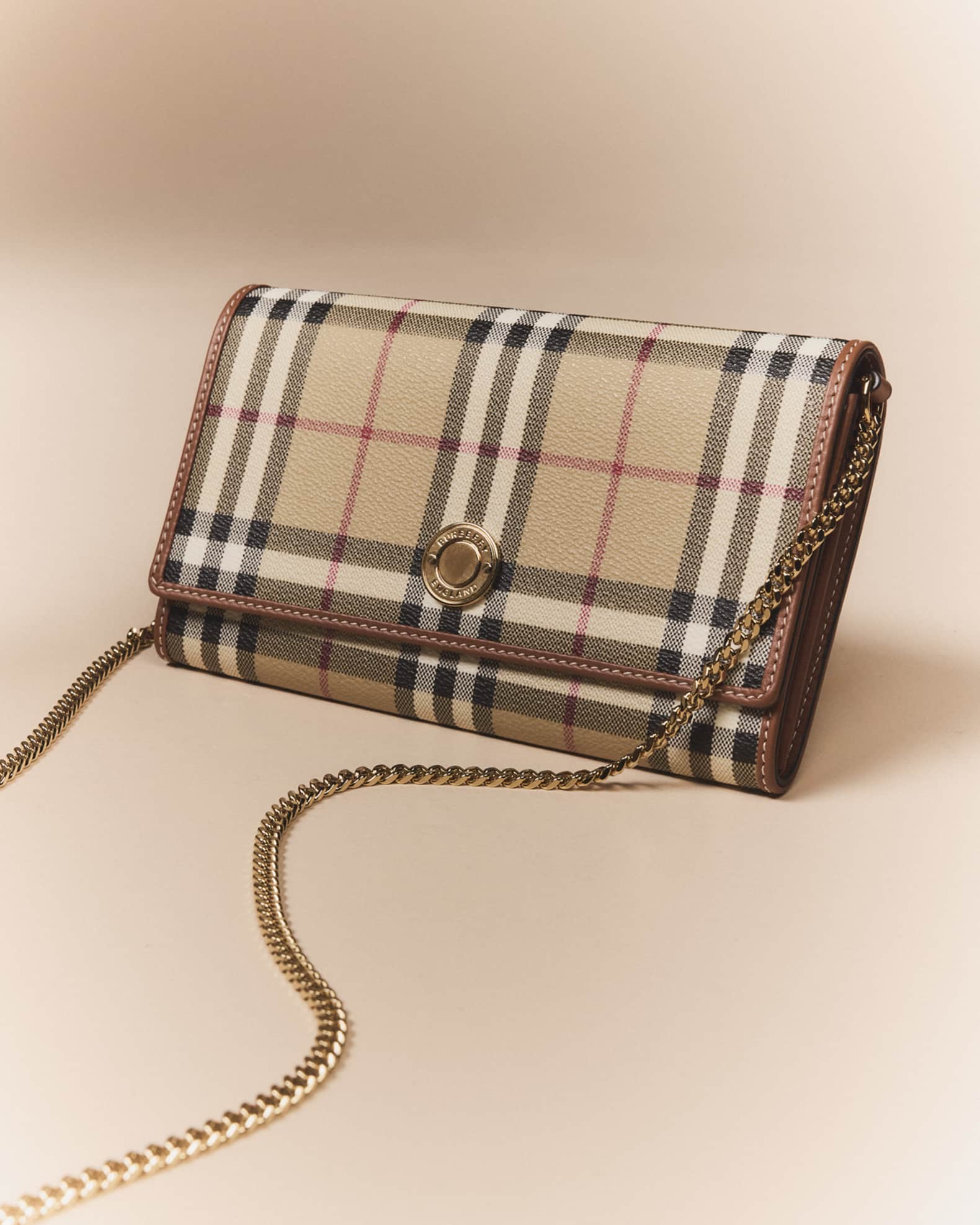 Burberry Hannah Flap Check Canvas Wallet | Neiman Marcus
