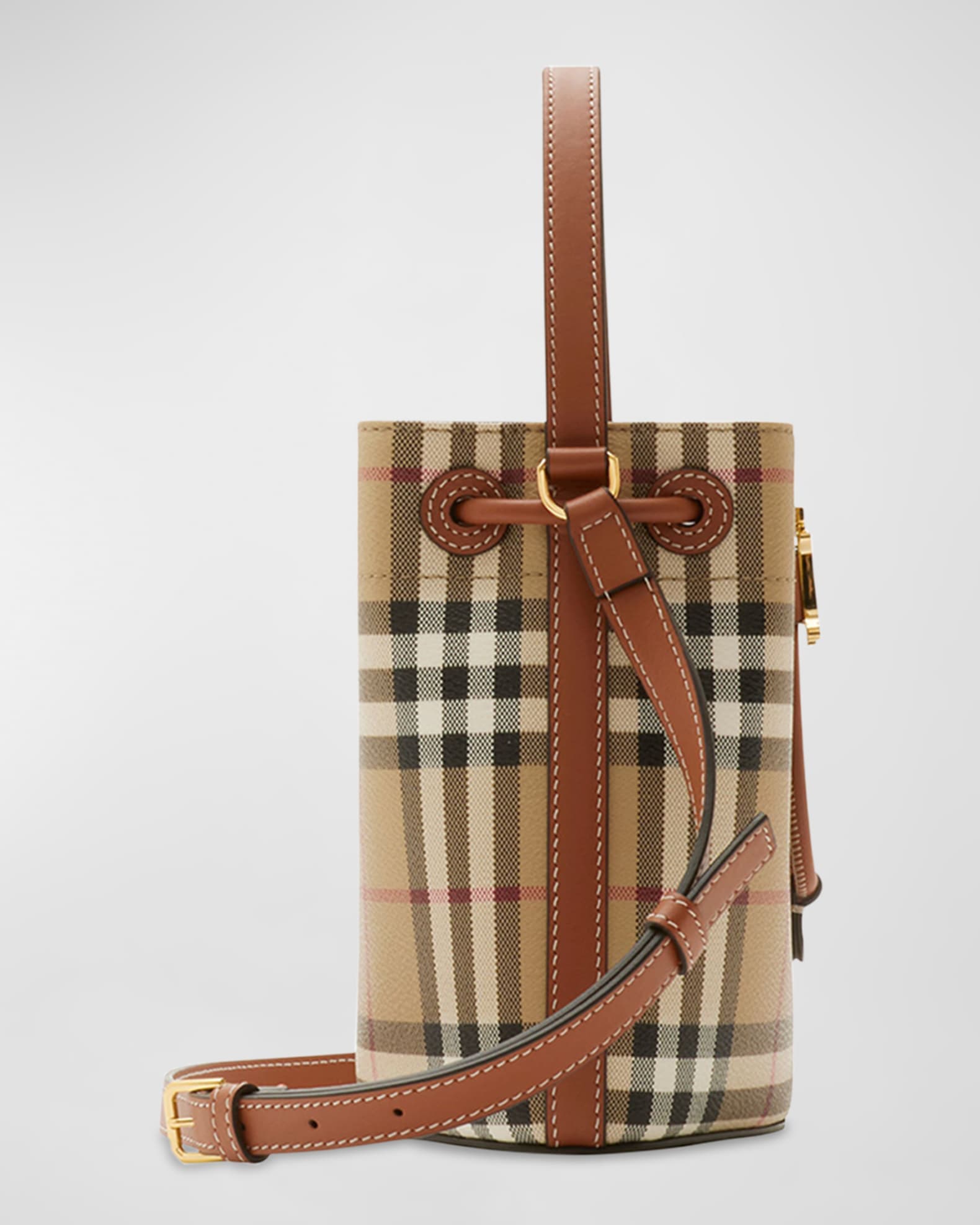 Burberry Drawstring Check Bucket Bag | Neiman Marcus