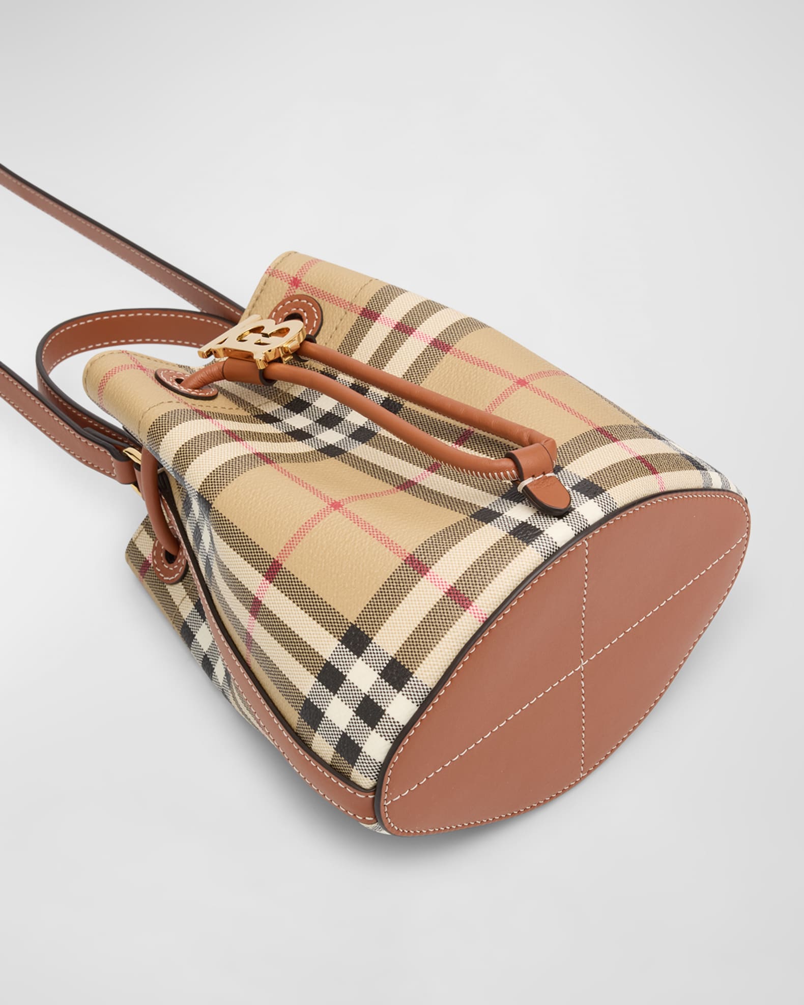 Drawstring Check Bucket Bag 1
