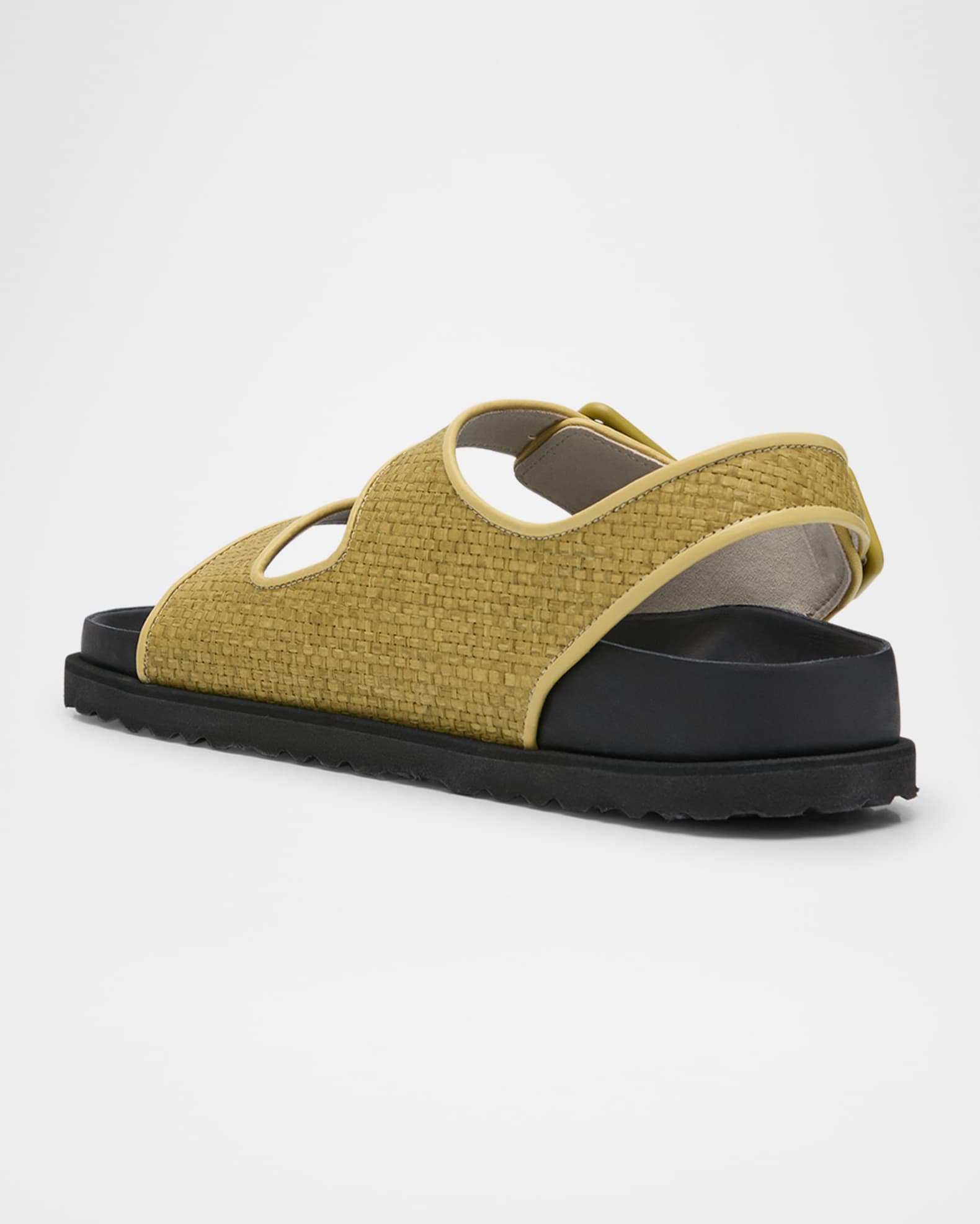 1774 Birkenstock Milano Raffia Dual Buckle Slingback Sandals Neiman Marcus