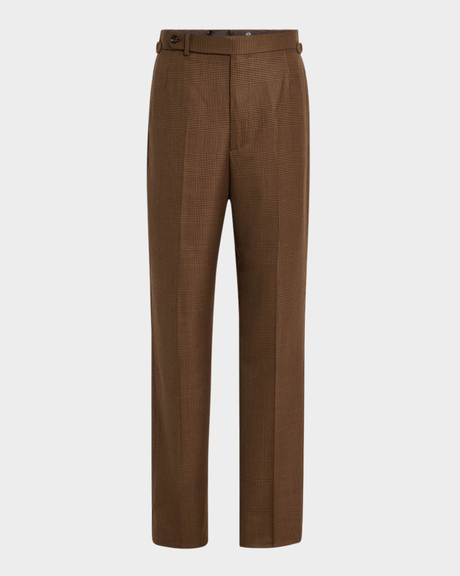 Glen Check Wool-Cashmere Straight-Leg Trousers 0